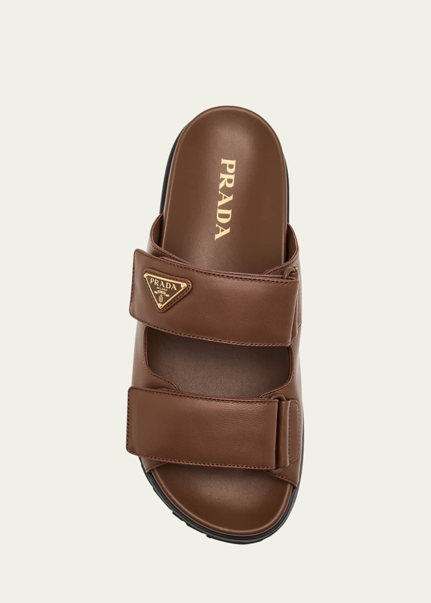 Prada Leather Double-Grip Slide Sandals - Bergdorf Goodman