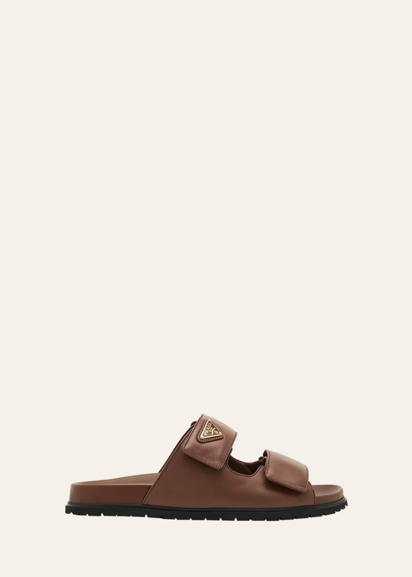 【PRADA】LEATHER SANDALS Prada Leather Double-Grip Slide Sandals | Neiman Marcus
