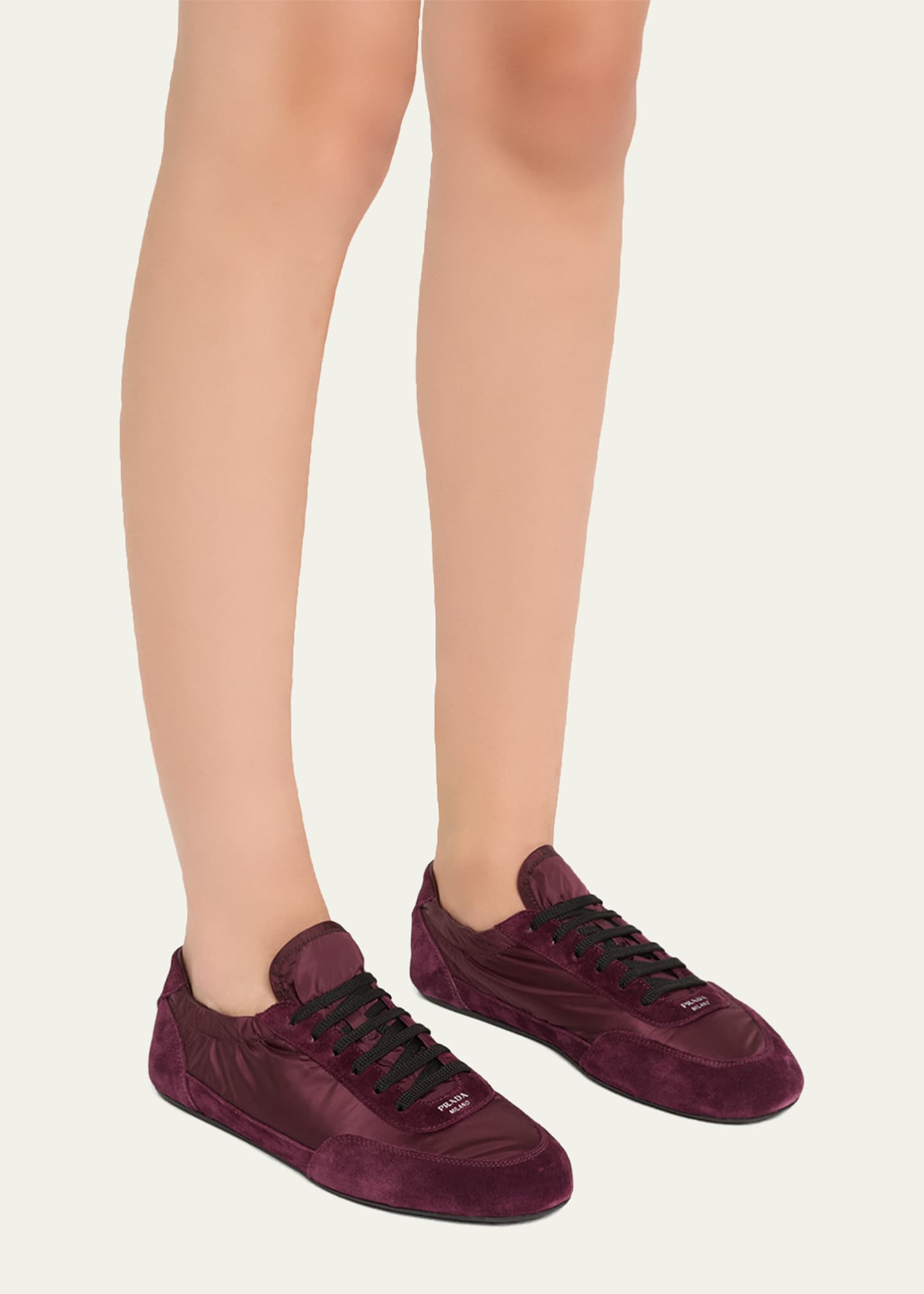 PRADA バレエシューズ ボルドー PRADA ボルドー リボン付きフラットシューズ - メルカリ