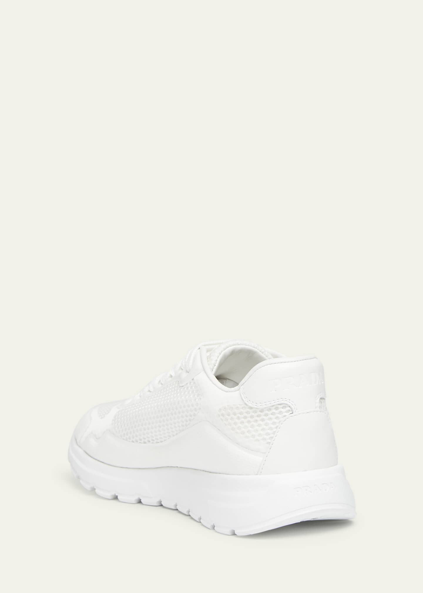 Prada Rete Net Leather Lace-Up Sneakers Image 3 of 4