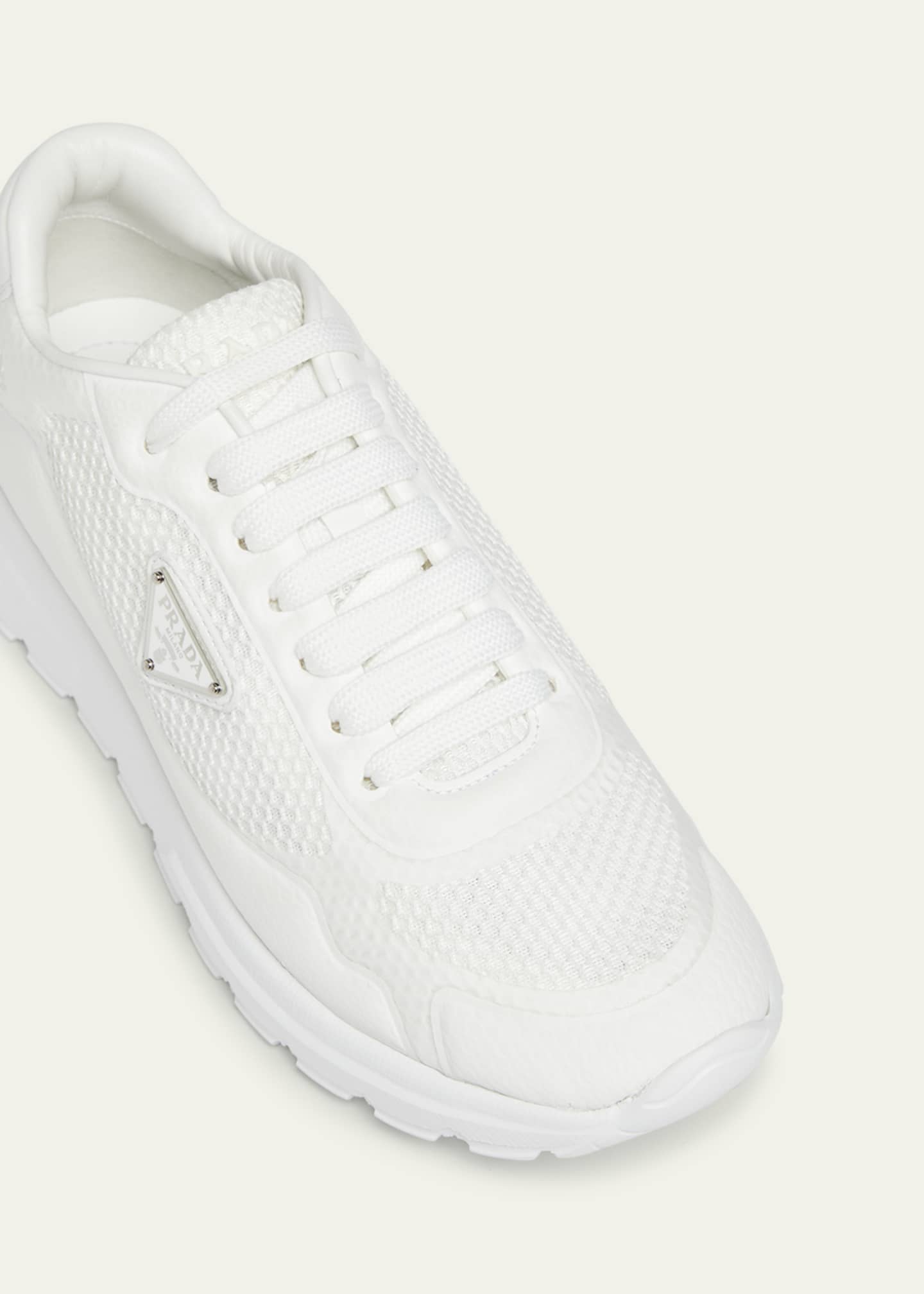 Prada Rete Net Leather Lace-Up Sneakers Image 4 of 4