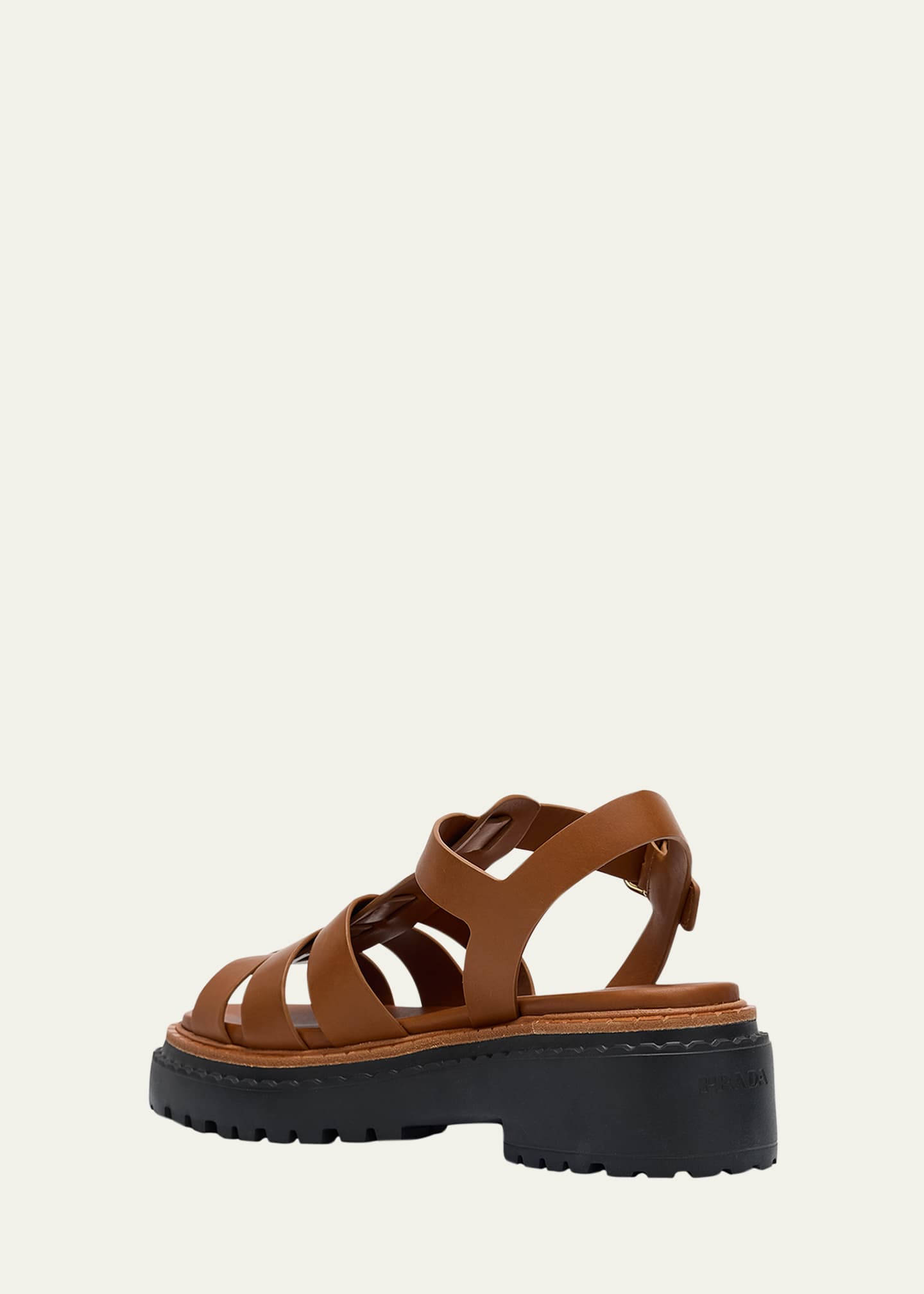 Prada Leather Double-Buckle Fisherman Sandals Image 4 of 6