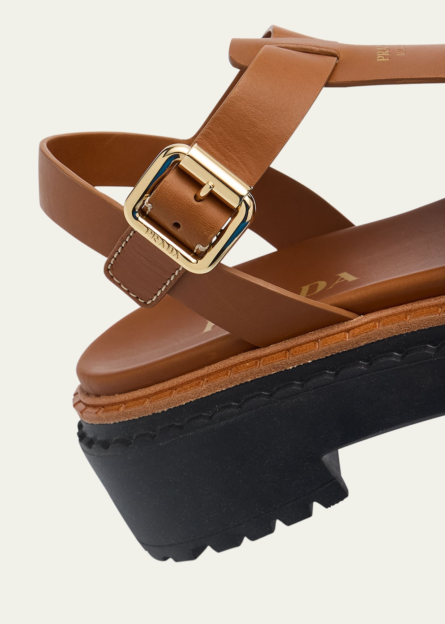 Prada Leather Double-Buckle Fisherman Sandals Image 5 of 6