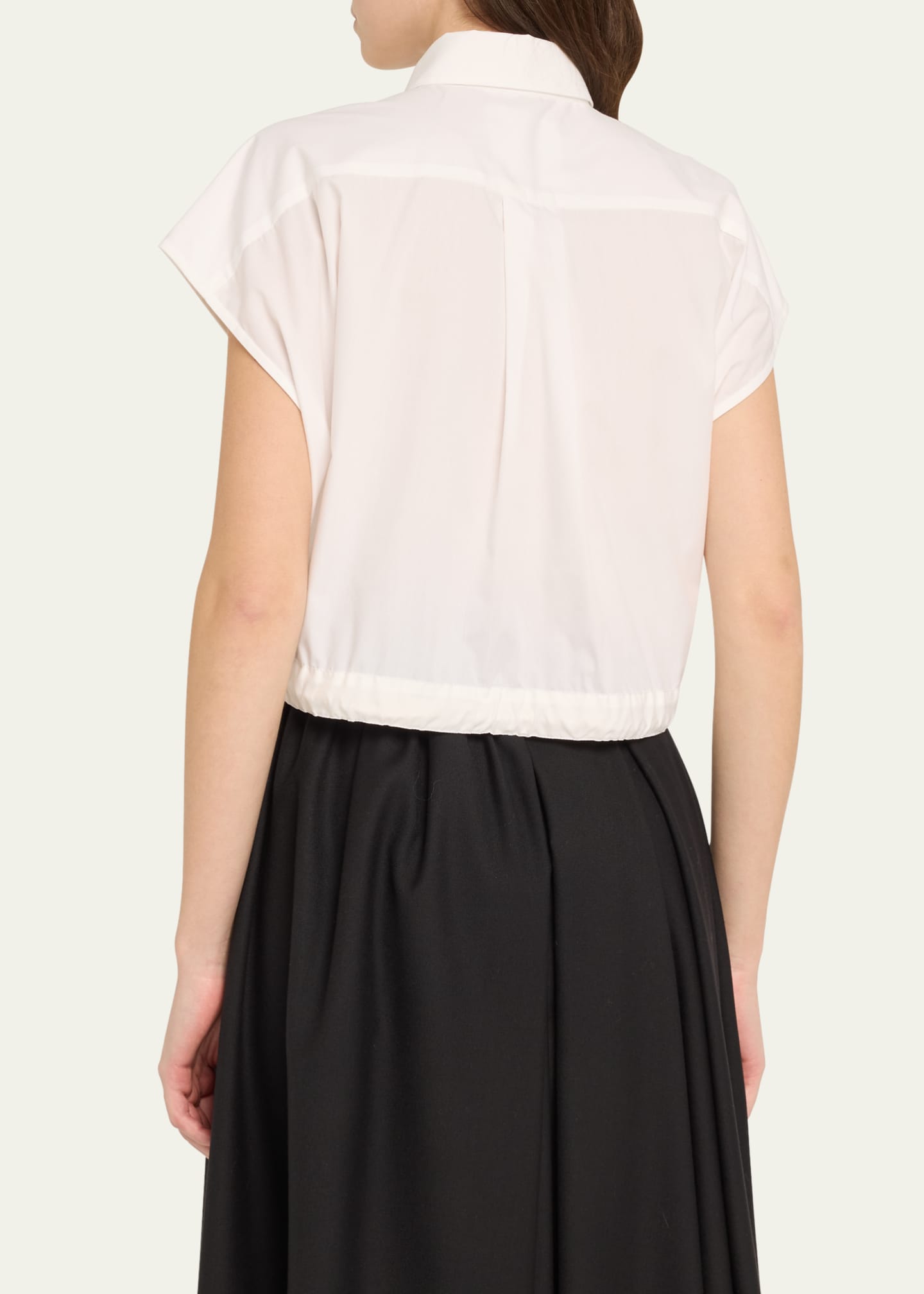 SACAI Poplin Drawsting Hem Cropped Shirt Image 3 of 5