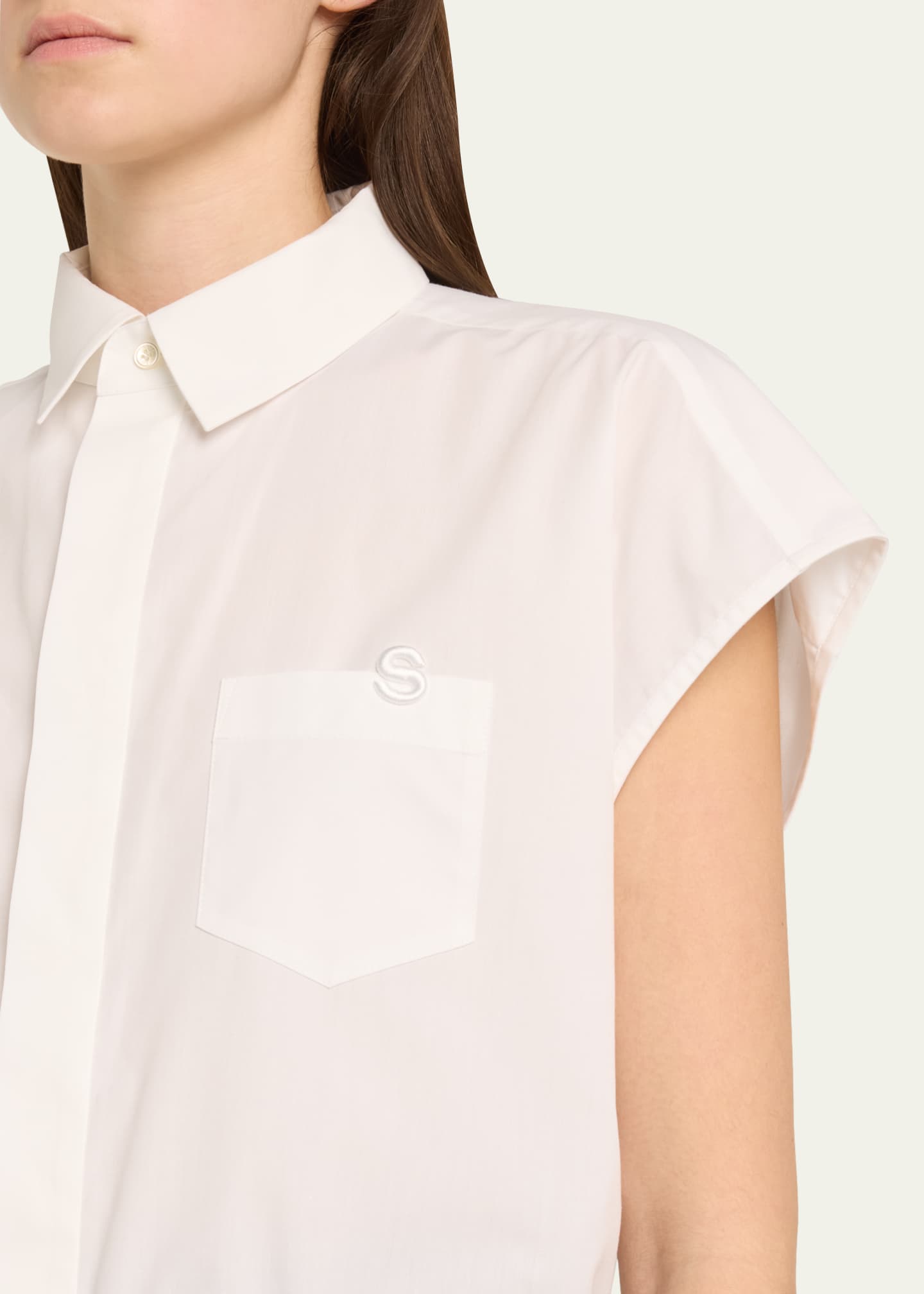SACAI Poplin Drawsting Hem Cropped Shirt Image 5 of 5