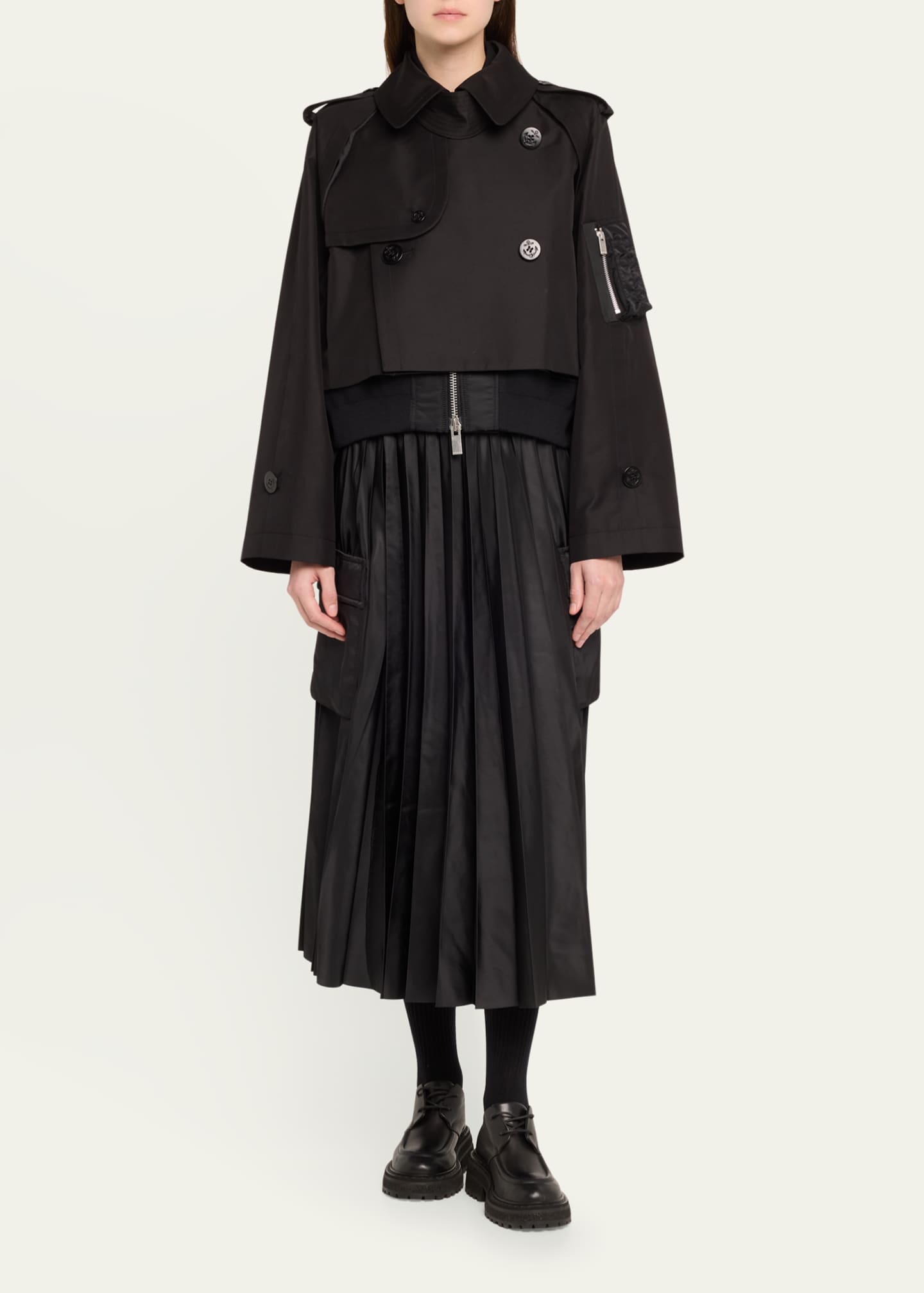 いいスタイル SACAI Goodman Bergdorf - Jacket Blouson Trench Crop Hybrid ジャケット・アウター