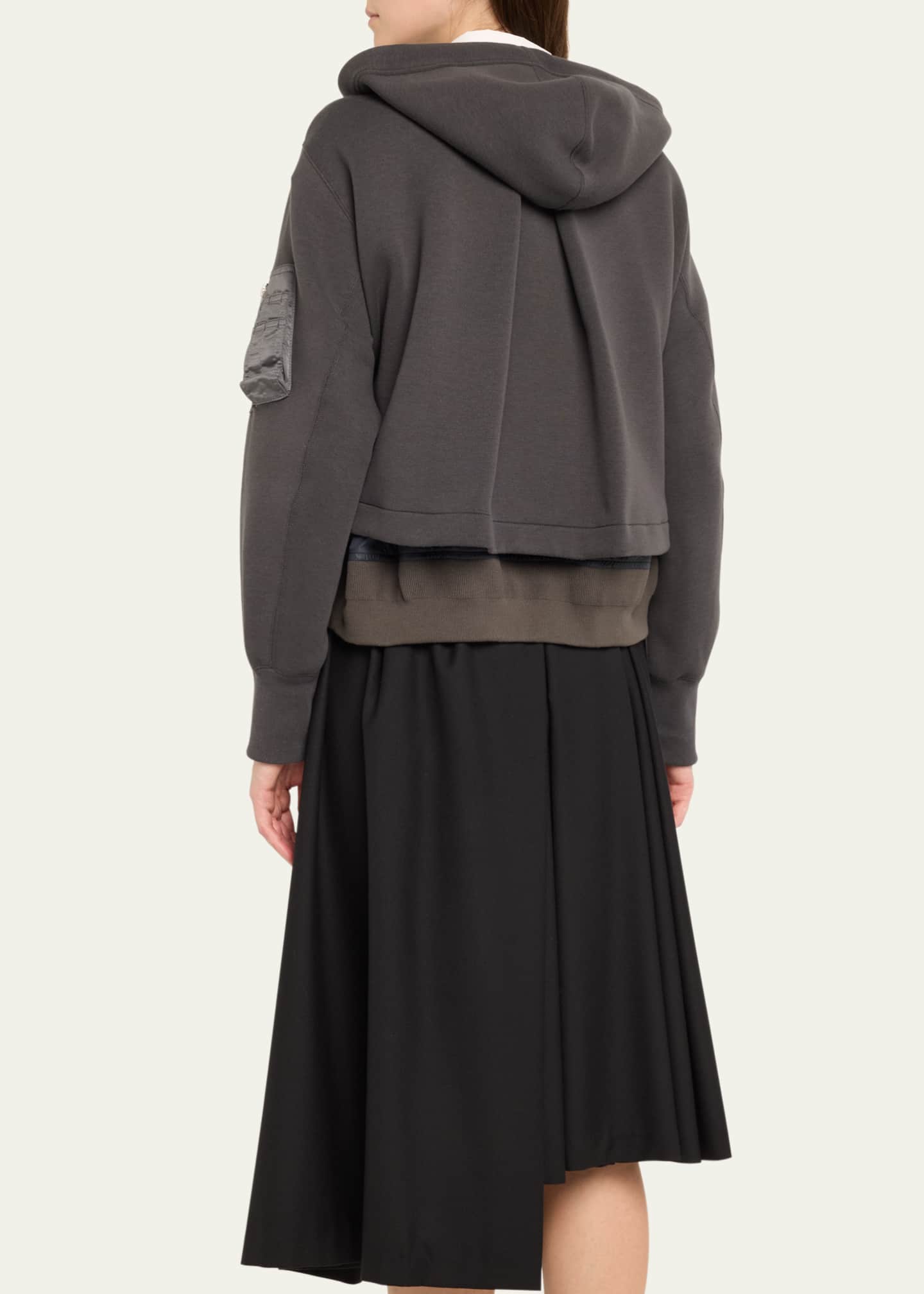 SACAI Hybrid Zip-Up Drawstring Hooded Jacket Image 3 of 5