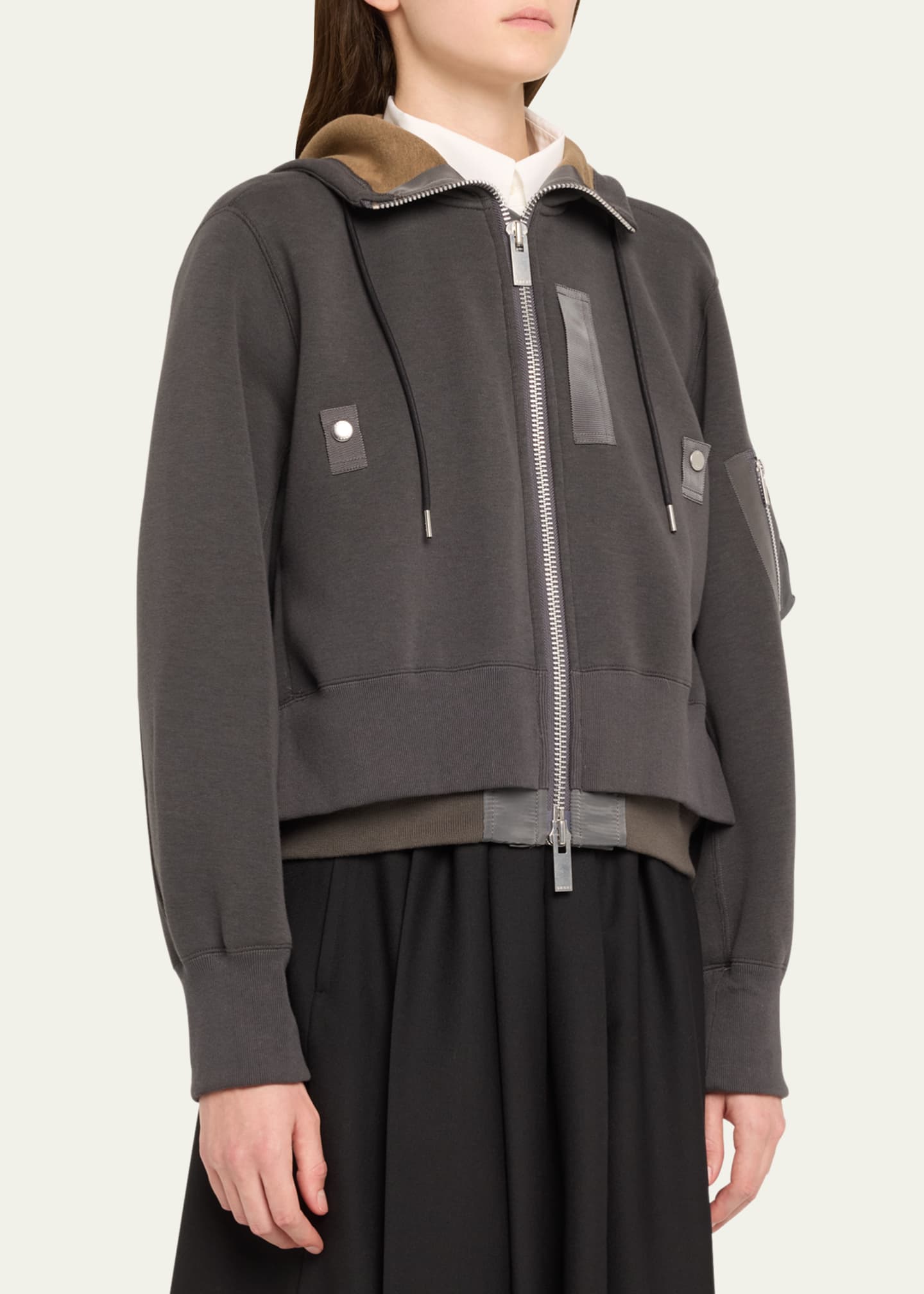 SACAI Hybrid Zip-Up Drawstring Hooded Jacket Image 4 of 5