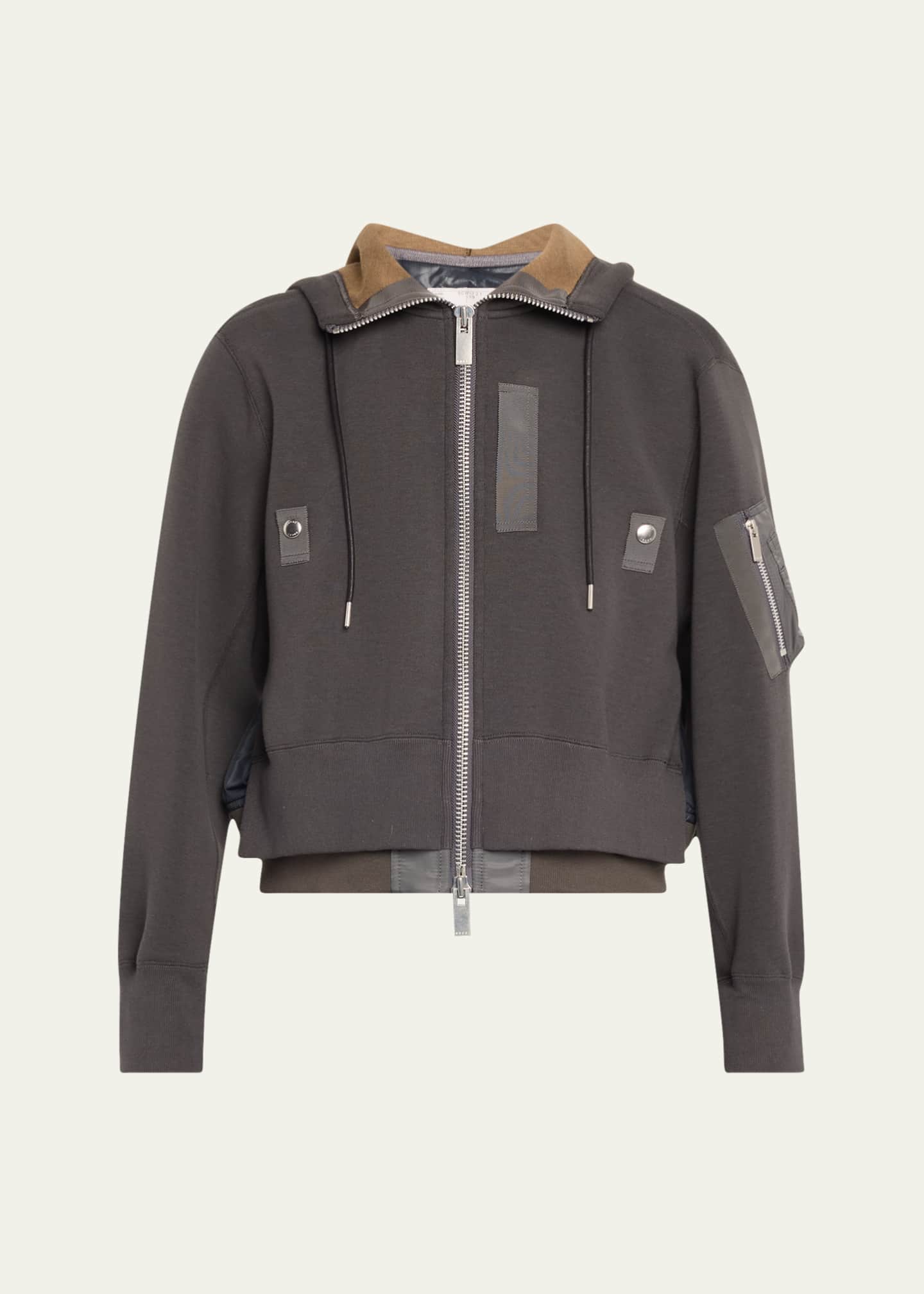 SACAI Hybrid Zip-Up Drawstring Hooded Jacket Image 1 of 5