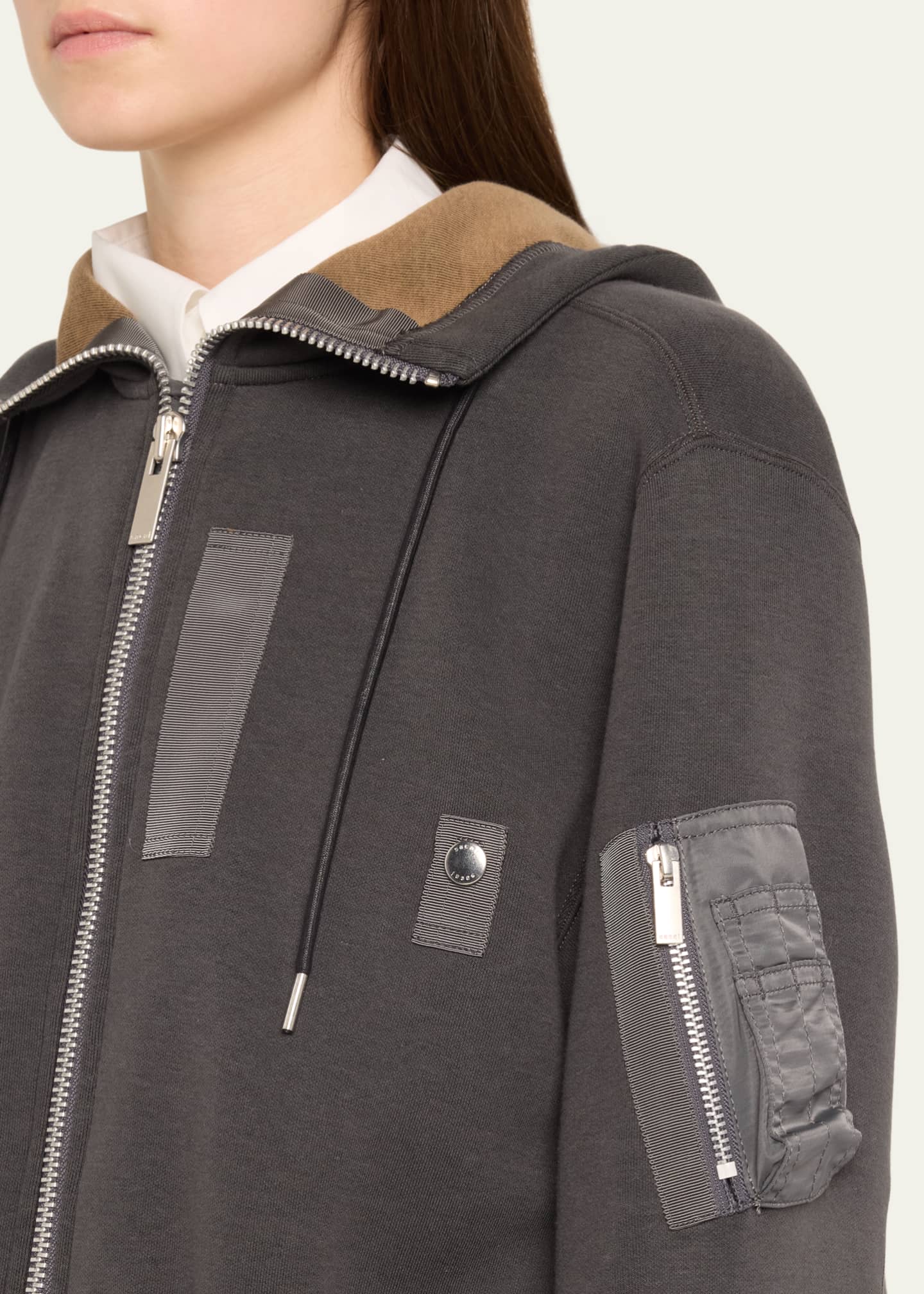 SACAI Hybrid Zip-Up Drawstring Hooded Jacket Image 5 of 5