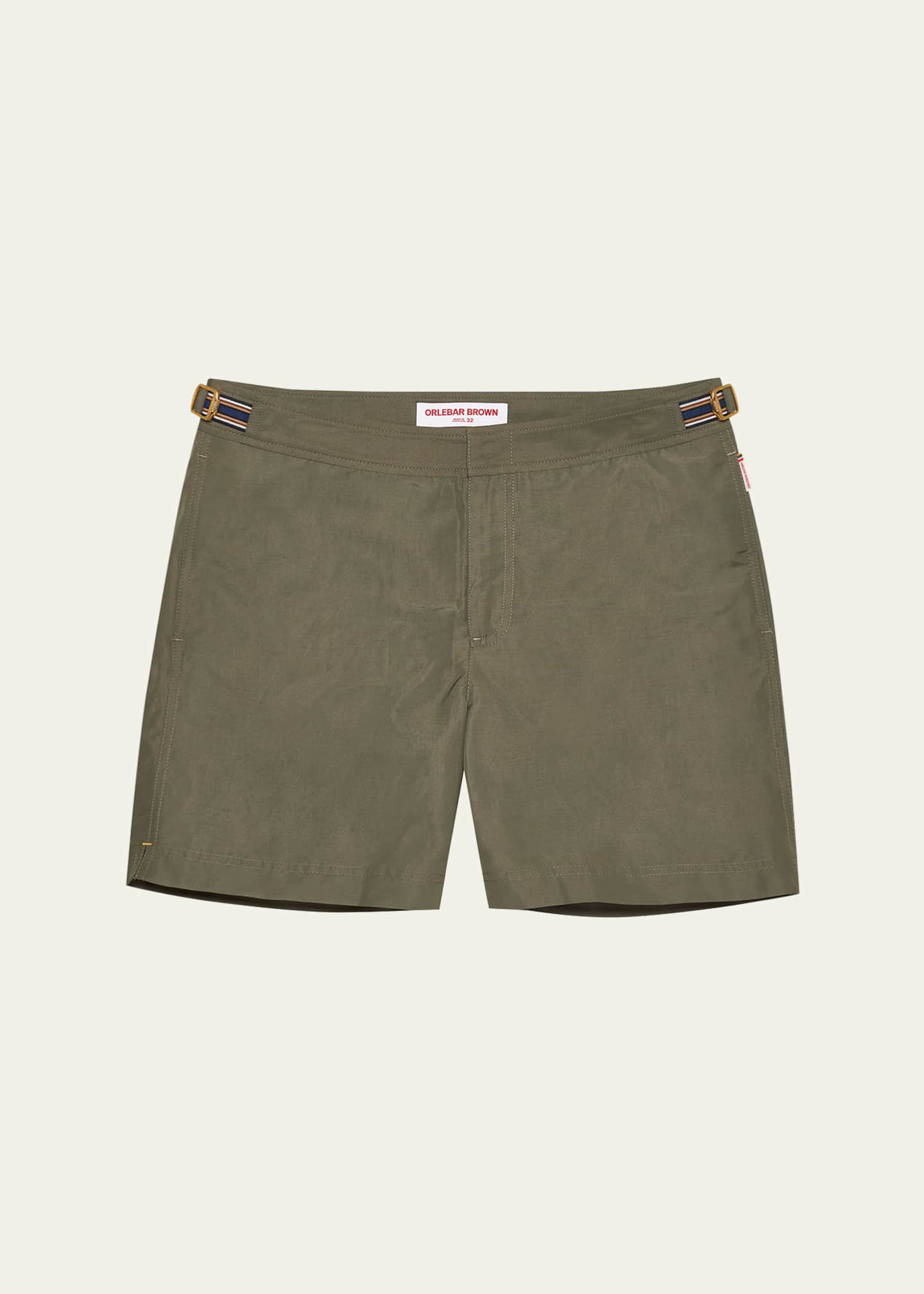 Orlebar Brown Men's Bulldog Tape Linen-Blend Swim Shorts Image 1 of 2