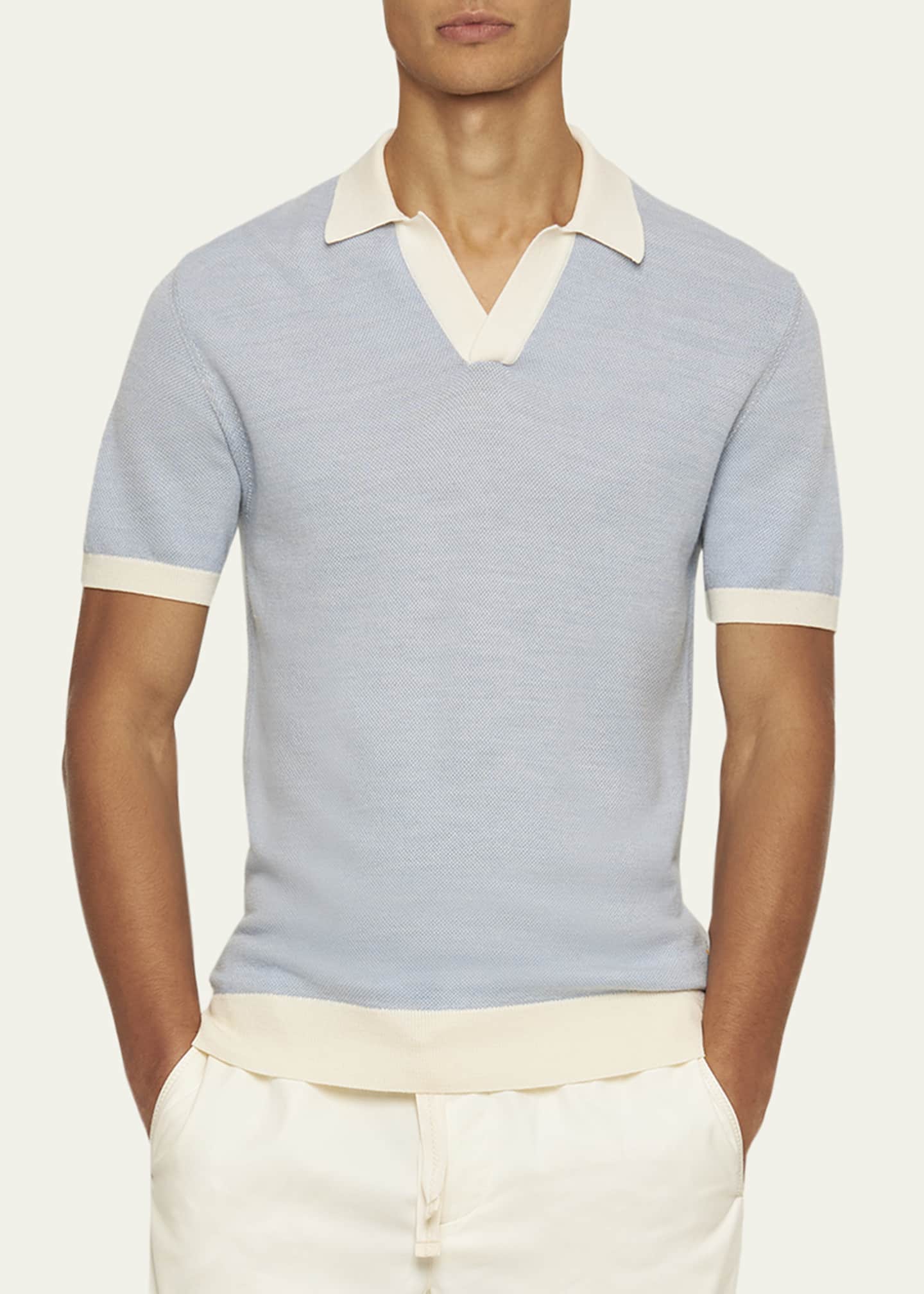 Orlebar Brown Men's Horton Contrast-Trim Polo Shirt Image 3 of 4