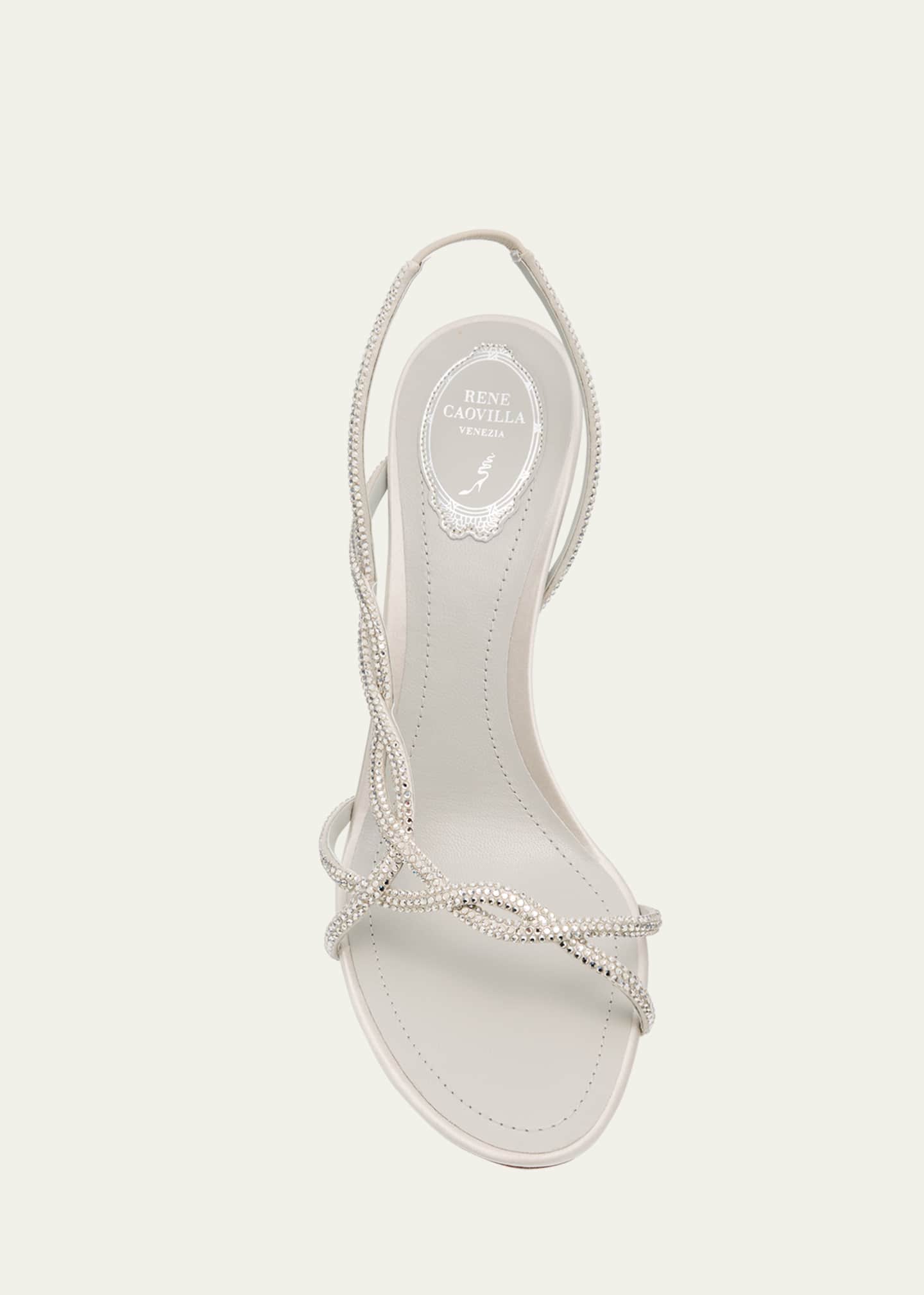 Rene Caovilla Satin Braided-Strap Sandals with Strass Detailing Image 6 of 6