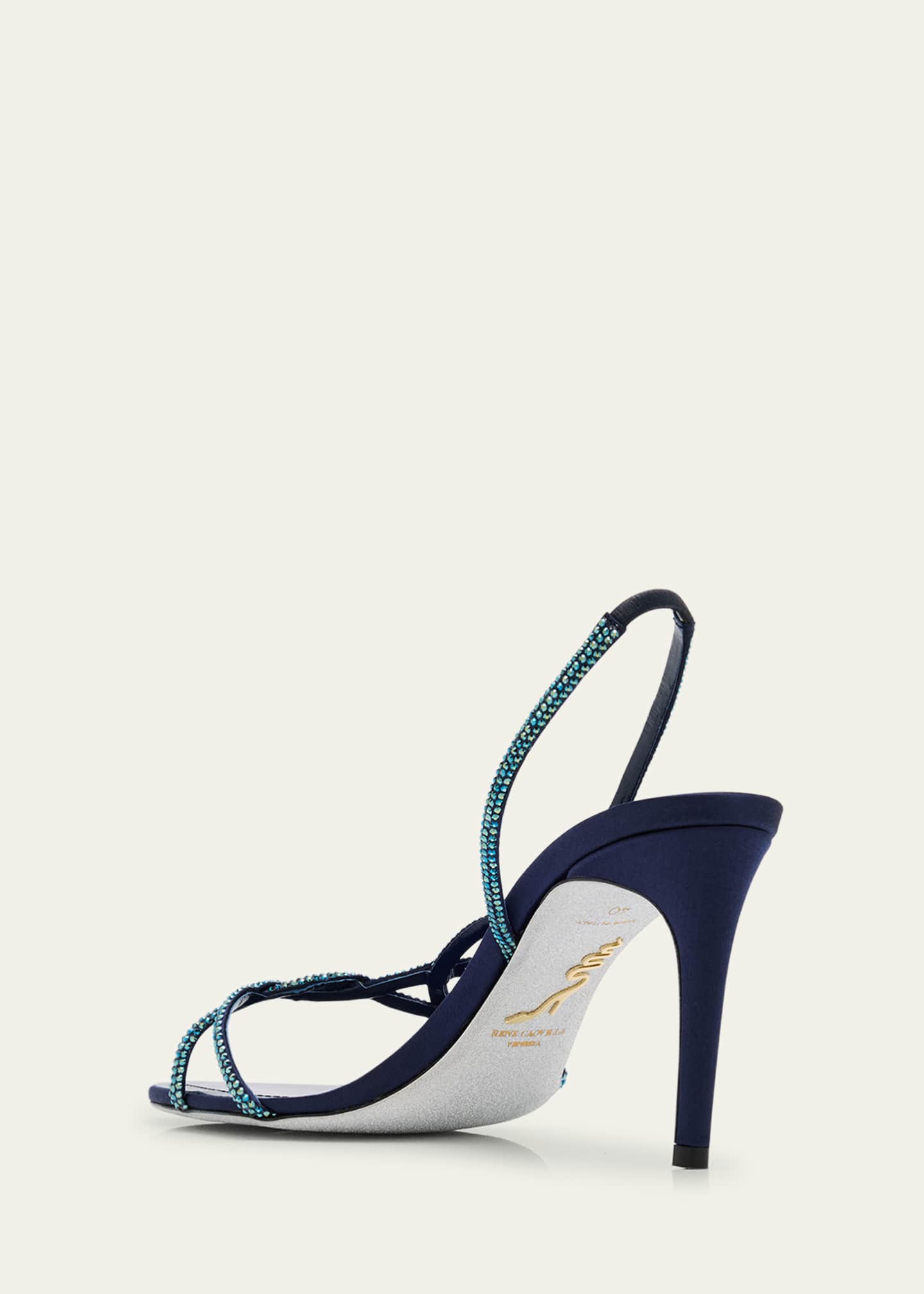 パーティーシューズ REN CAOVILLA BRAID SANDALS IN SATIN WITH RHINESTONES Rene Caovilla Satin Braided-Strap Sandals with Strass