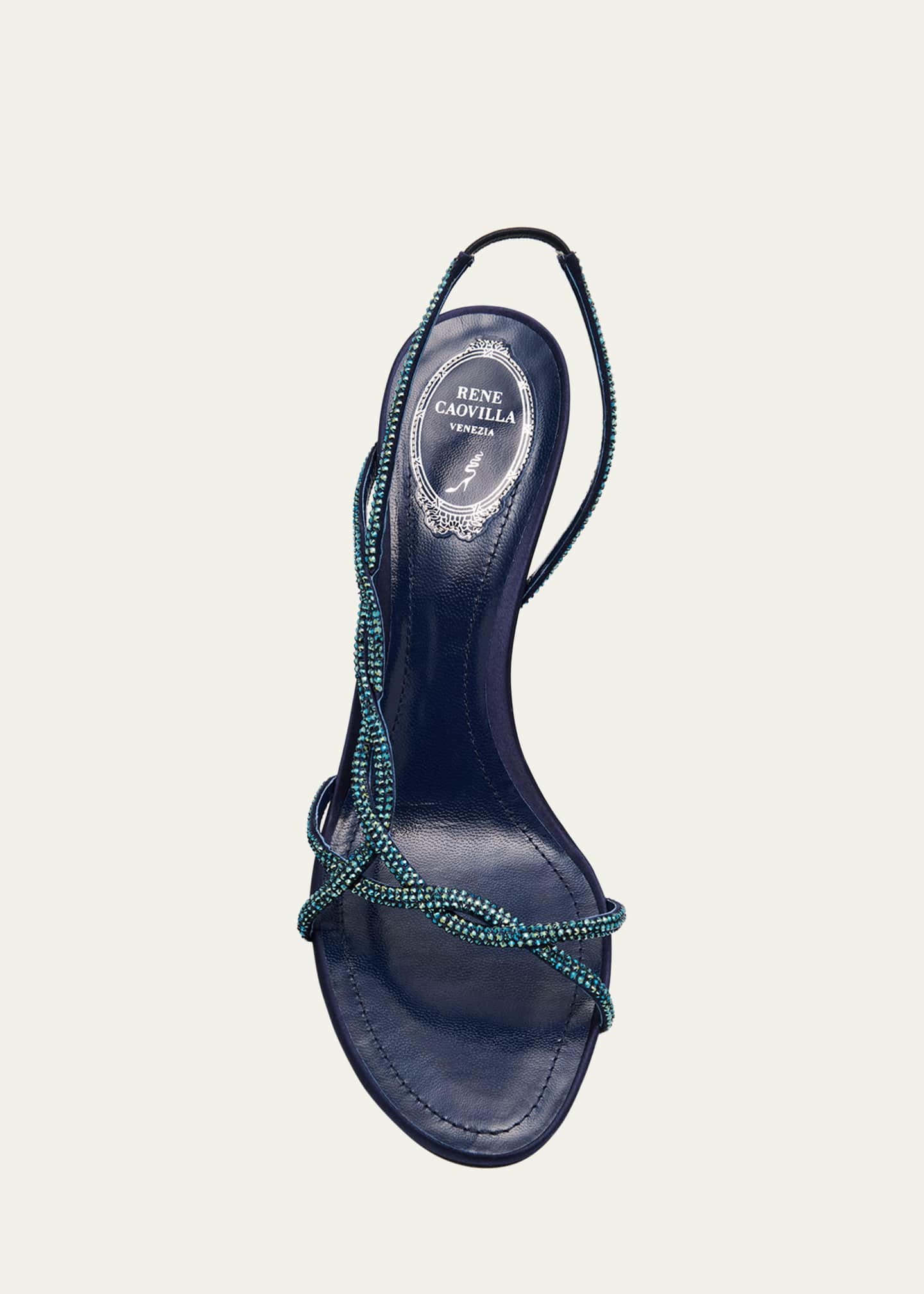 Rene Caovilla Satin Braided-Strap Sandals with Strass