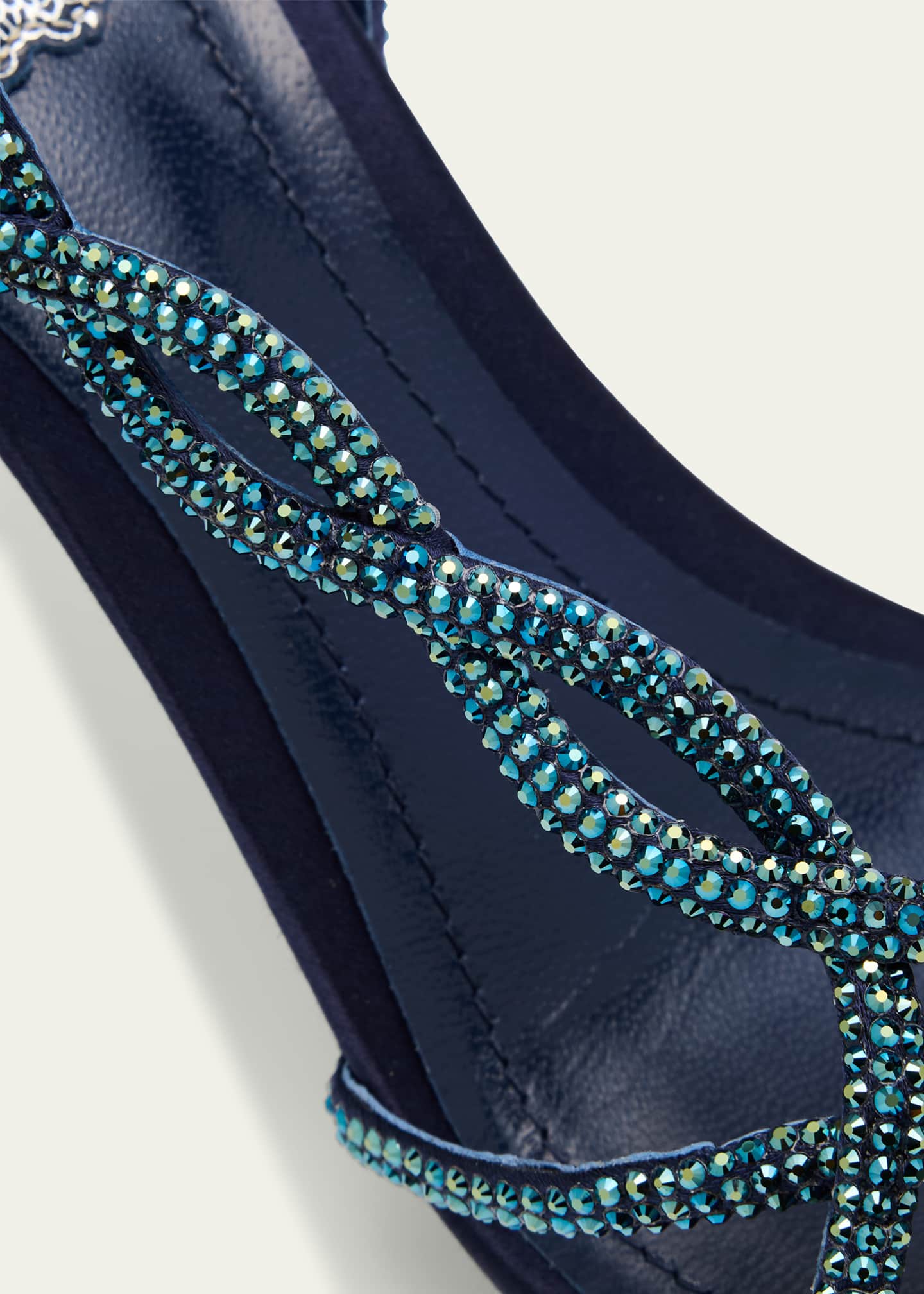 Rene Caovilla Satin Braided-Strap Sandals with Strass Detailing Image 5 of 6