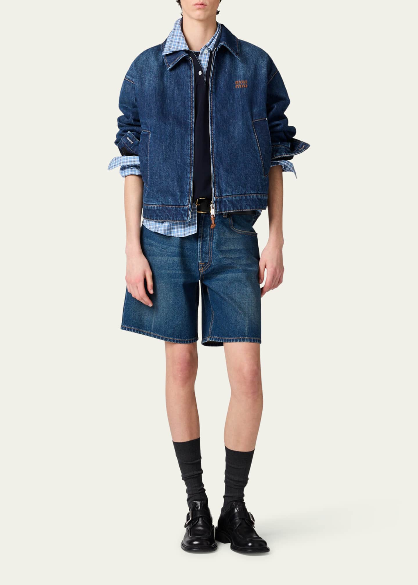 Miu Miu Oversized Zip-Up Denim Jacket Image 2 of 5