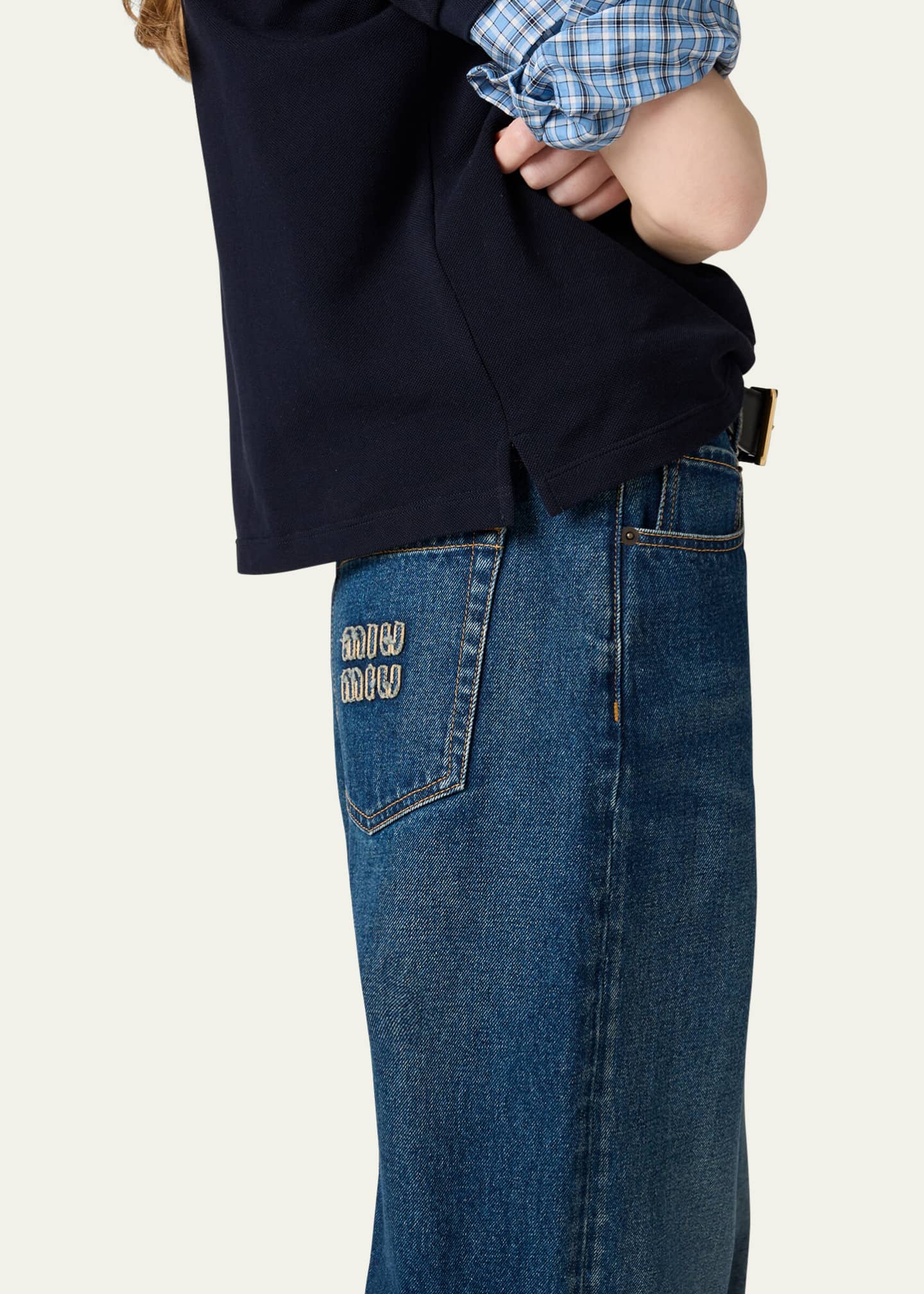 デニム・ジーパン MIUMIU HIGH-WAISTED JEANS IN FLOCKED DENIM Miu Miu Jeans for Women | Online Sale up to 41% off | Lyst