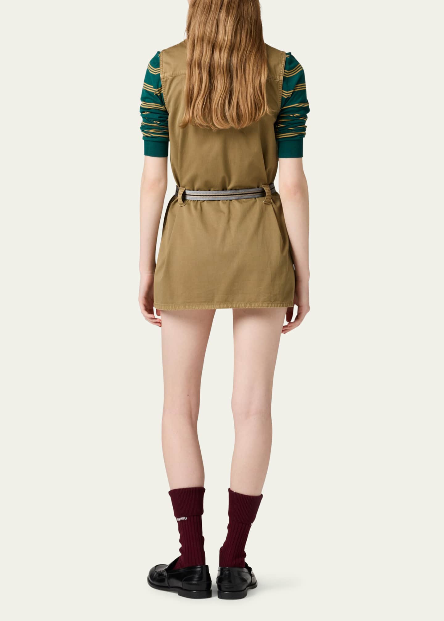 Miu Miu Belted Sleeveless Button-Down Mini Dress Image 3 of 3