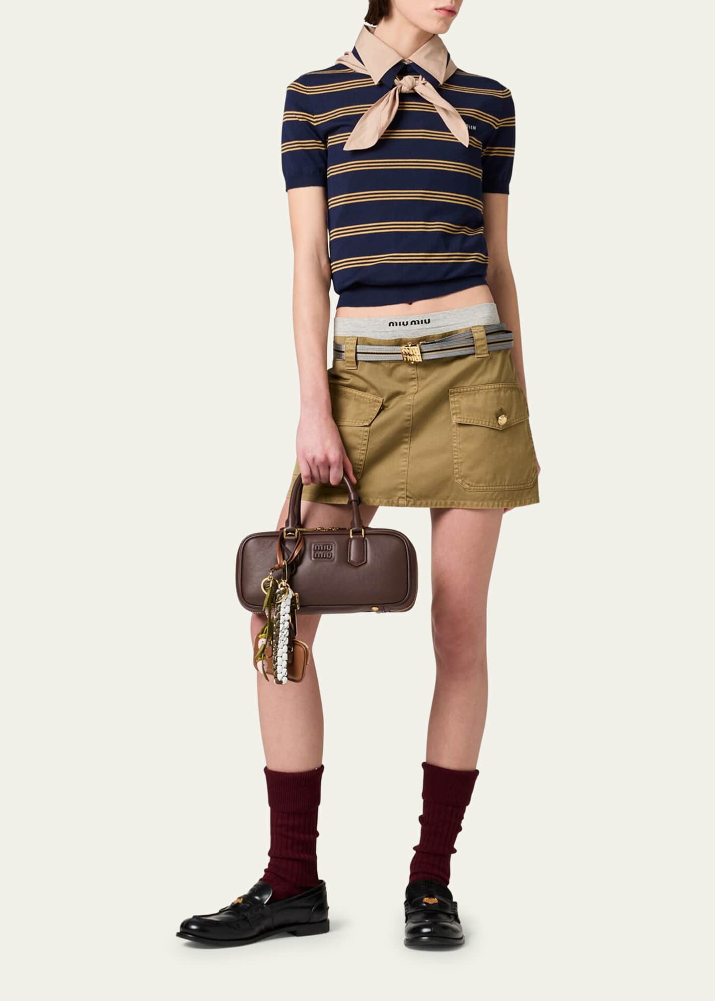 Miu Miu Mid-Rise Mini Skirt with Belt Image 2 of 4