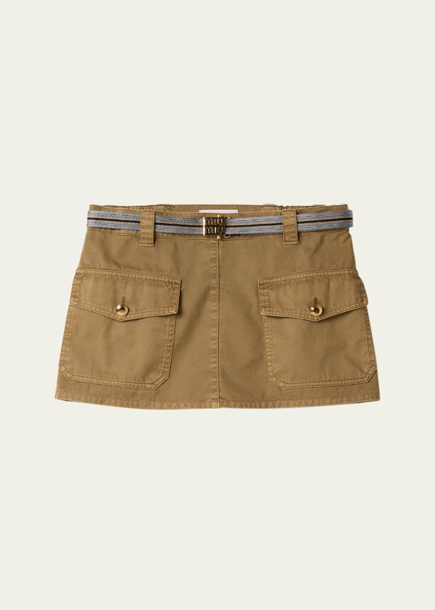 Miu Miu Mid-Rise Mini Skirt with Belt Image 1 of 4