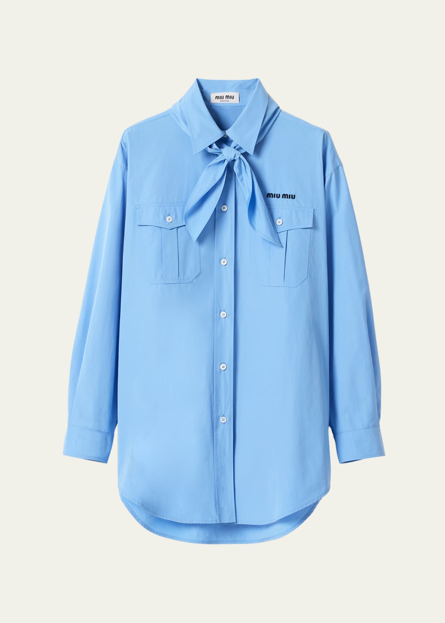 Miu Miu Neck-Tie Button-Down Shirt Image 1 of 4