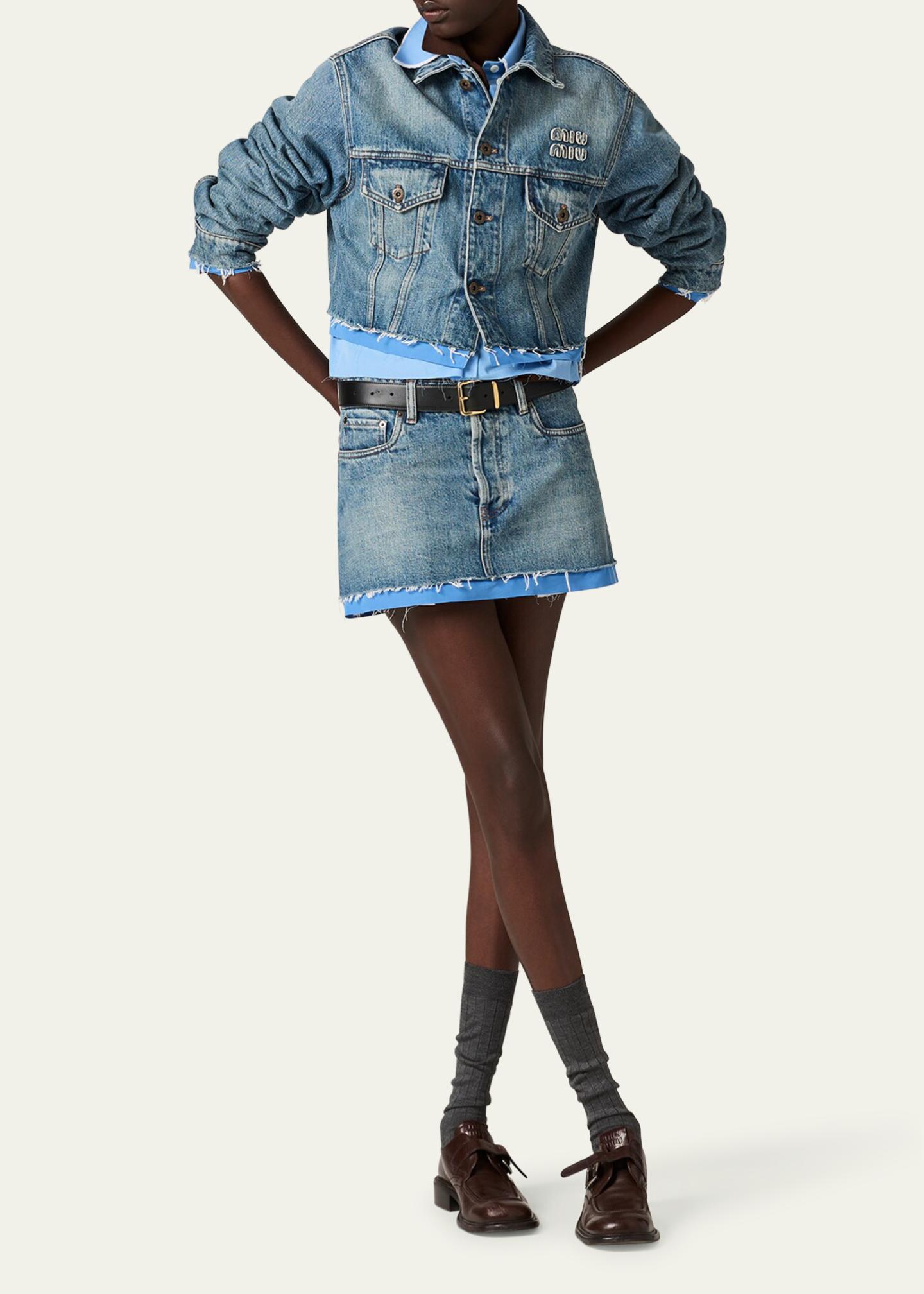 Miu Miu Hybrid Mini Denim Skirt - Bergdorf Goodman
