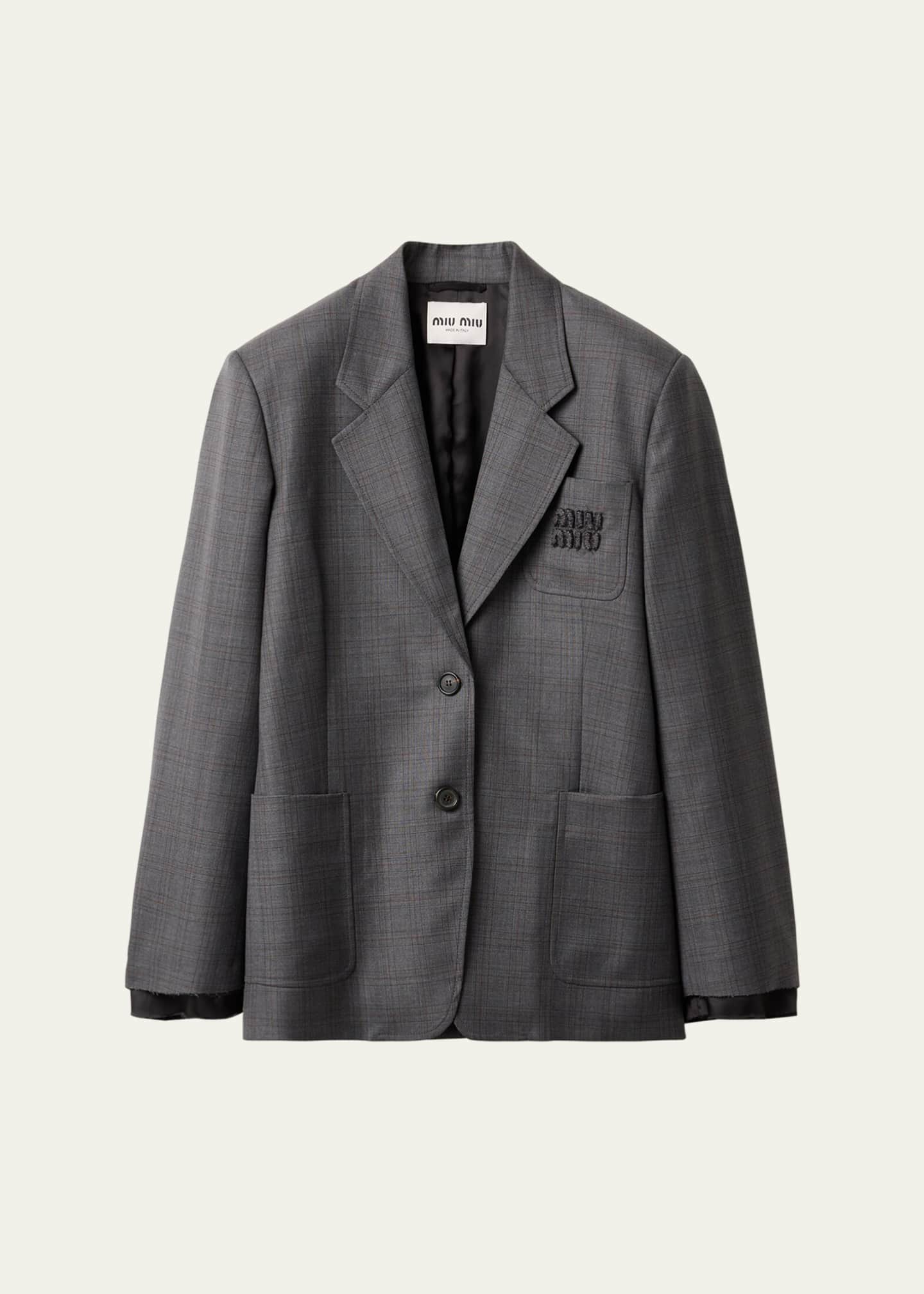 Miu Miu Long-Sleeve Oversized Blazer Jacket Image 1 of 4