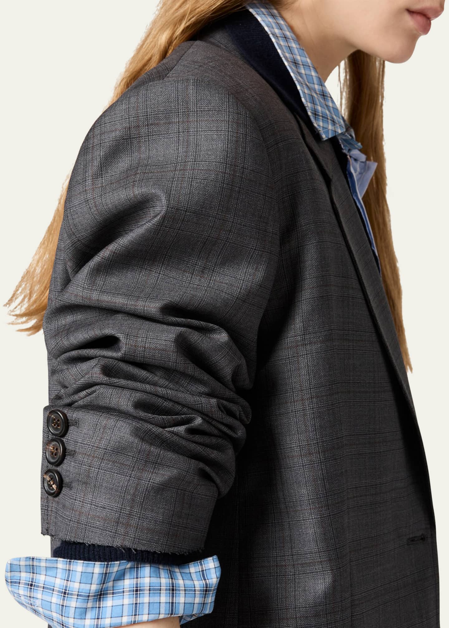 Miu Miu Long-Sleeve Oversized Blazer Jacket Image 4 of 4