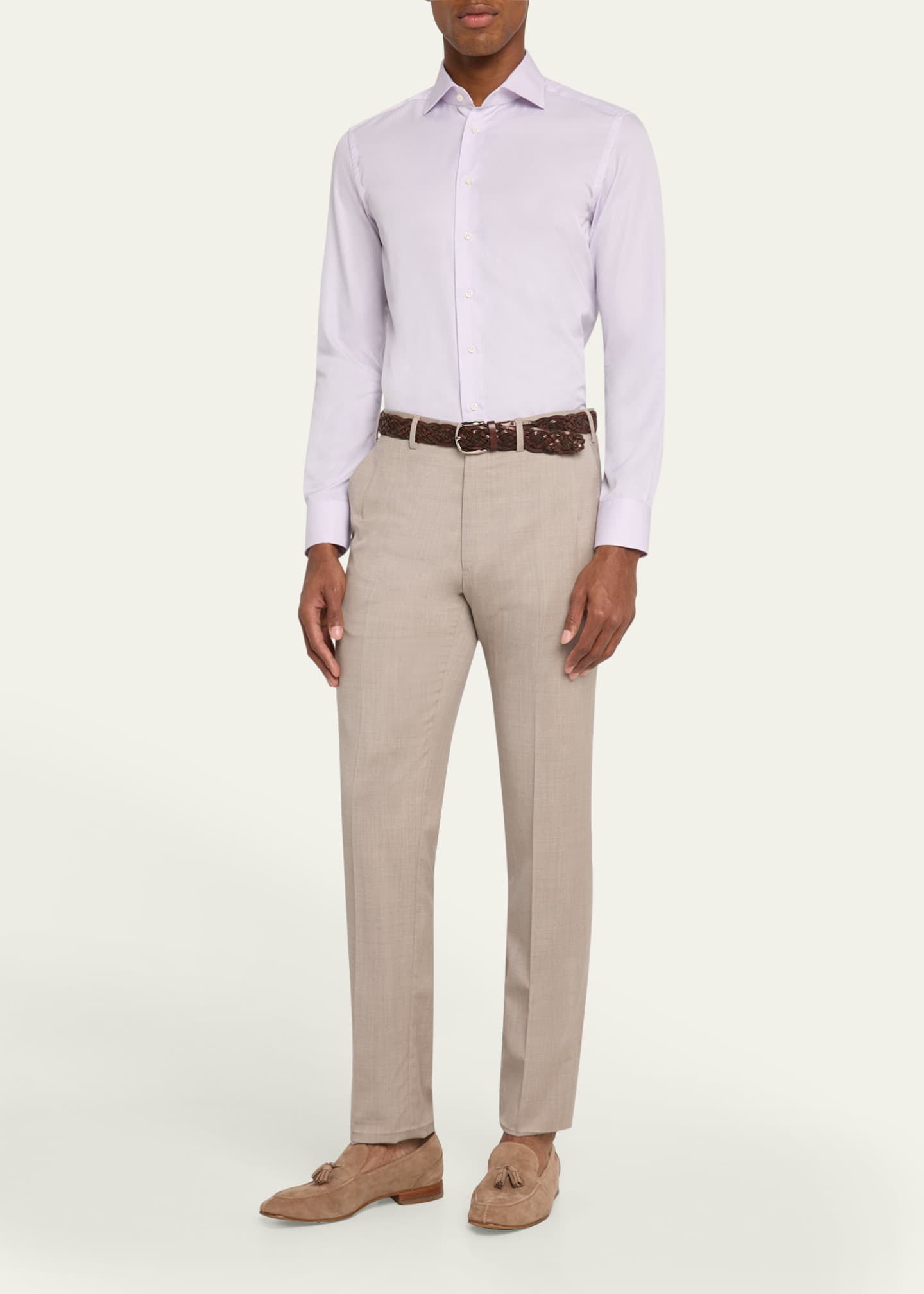 Bergdorf Goodman Men's Cotton Mini Stripe Dress Shirt Image 2 of 5
