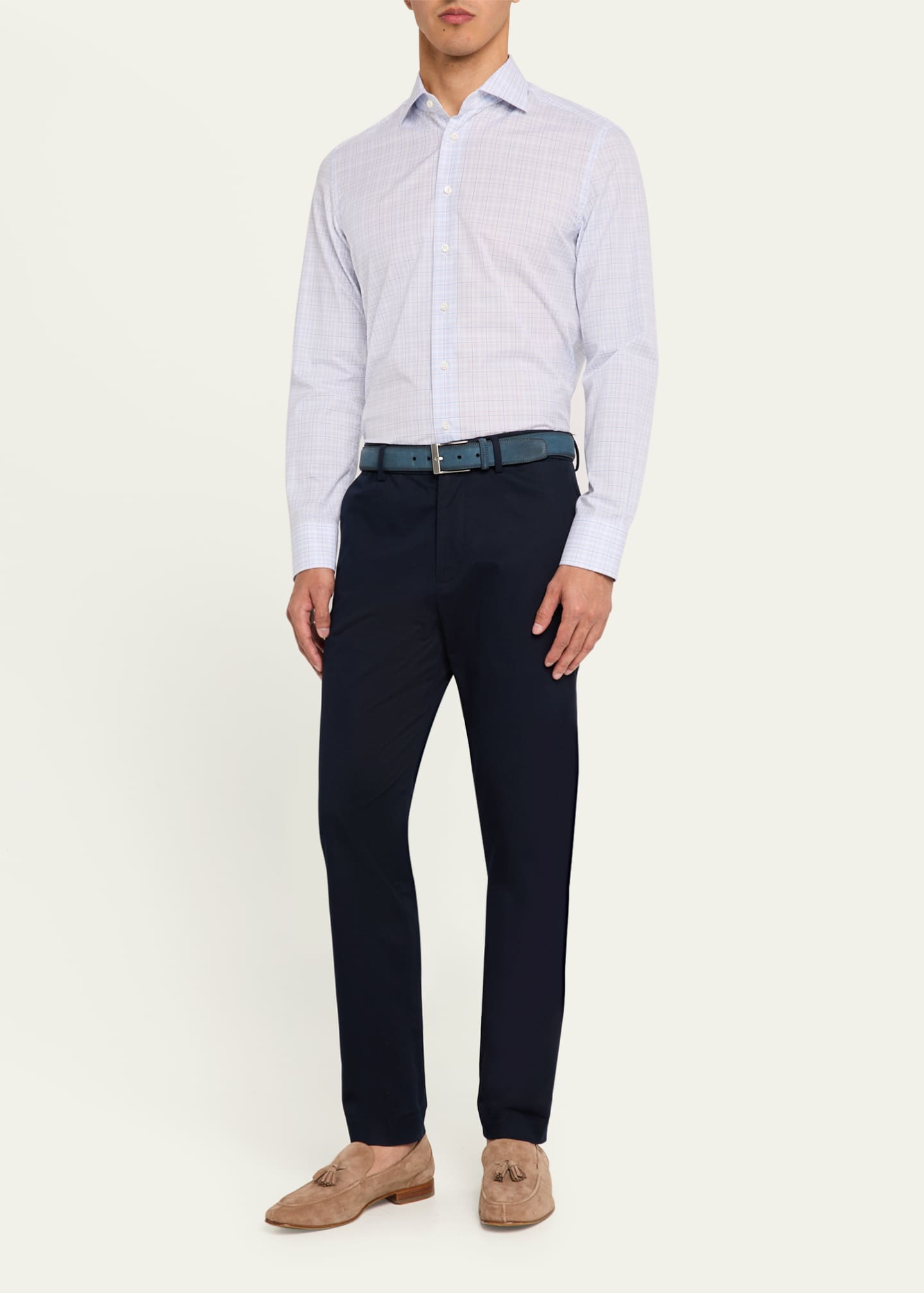 Bergdorf Goodman Men's Cotton Graph Check Dress Shirt Image 2 of 5