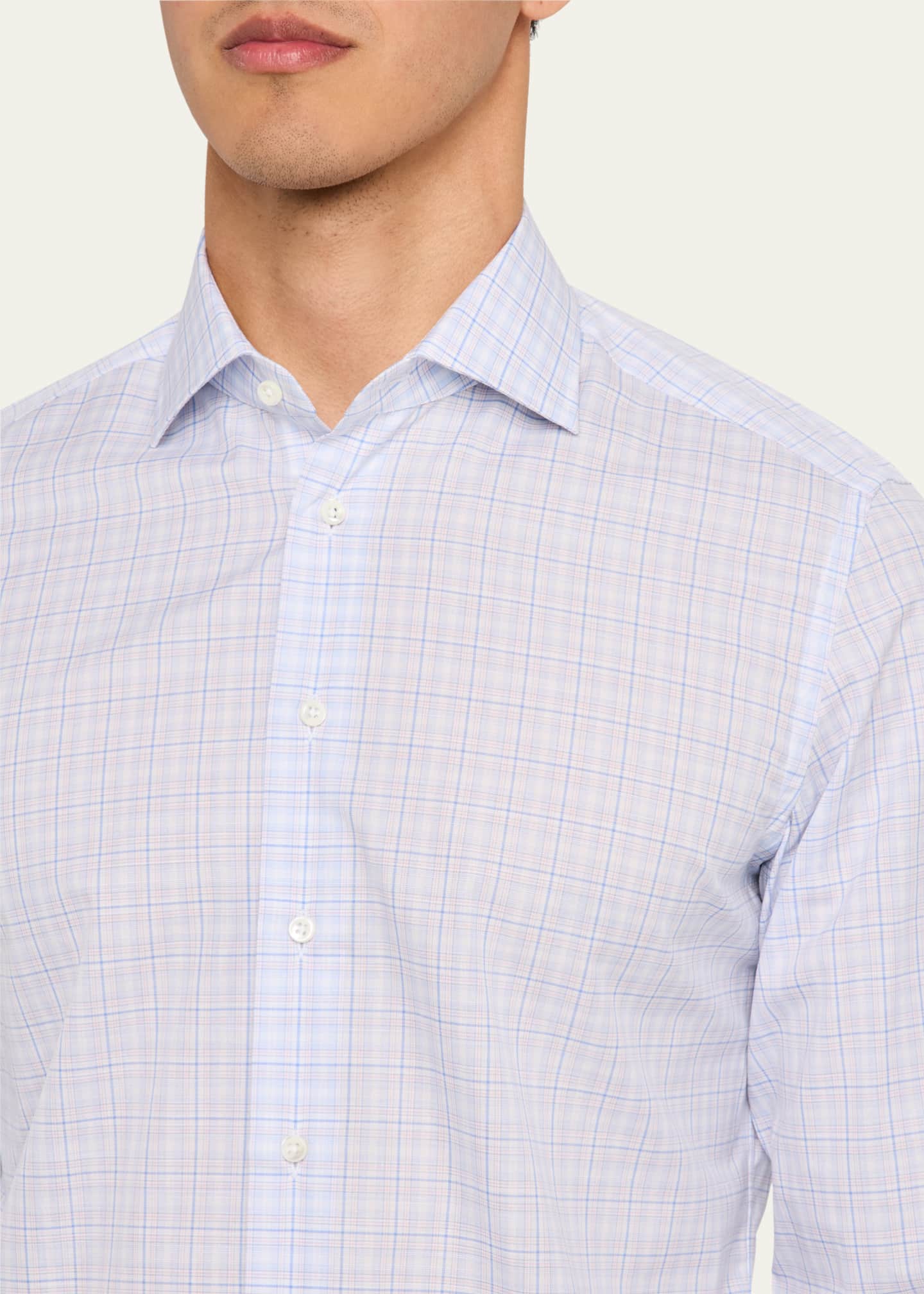Bergdorf Goodman Men's Cotton Graph Check Dress Shirt Image 5 of 5
