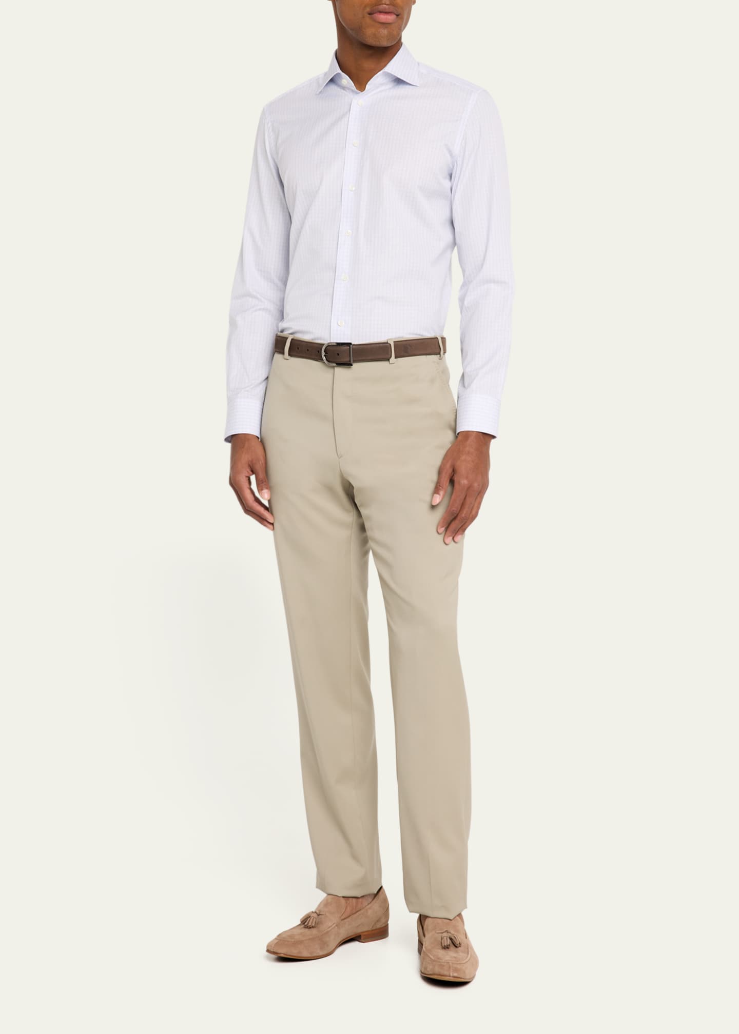 Bergdorf Goodman Men's Cotton Mini Check Dress Shirt Image 2 of 5