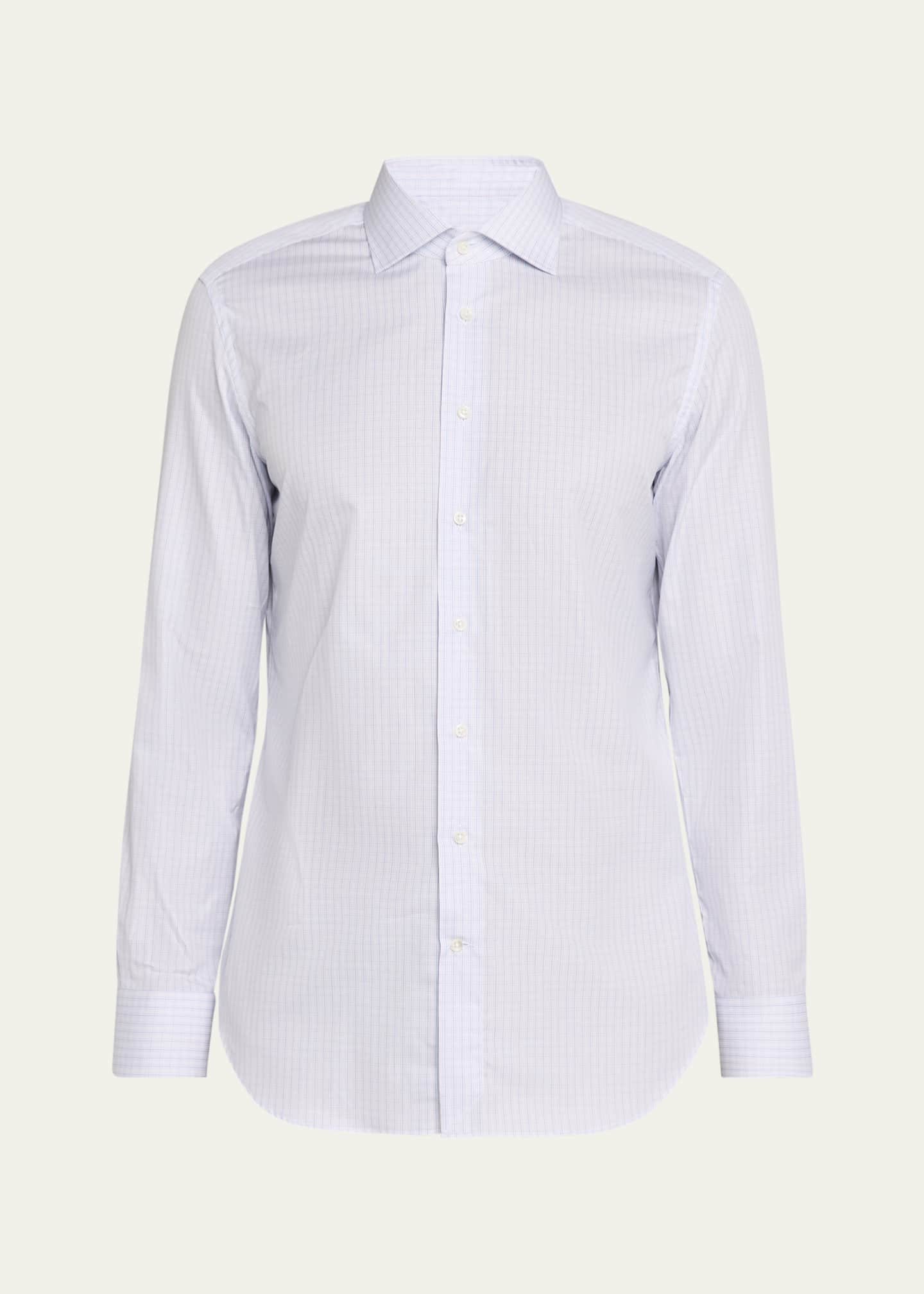 Bergdorf Goodman Men's Cotton Mini Check Dress Shirt Image 1 of 5