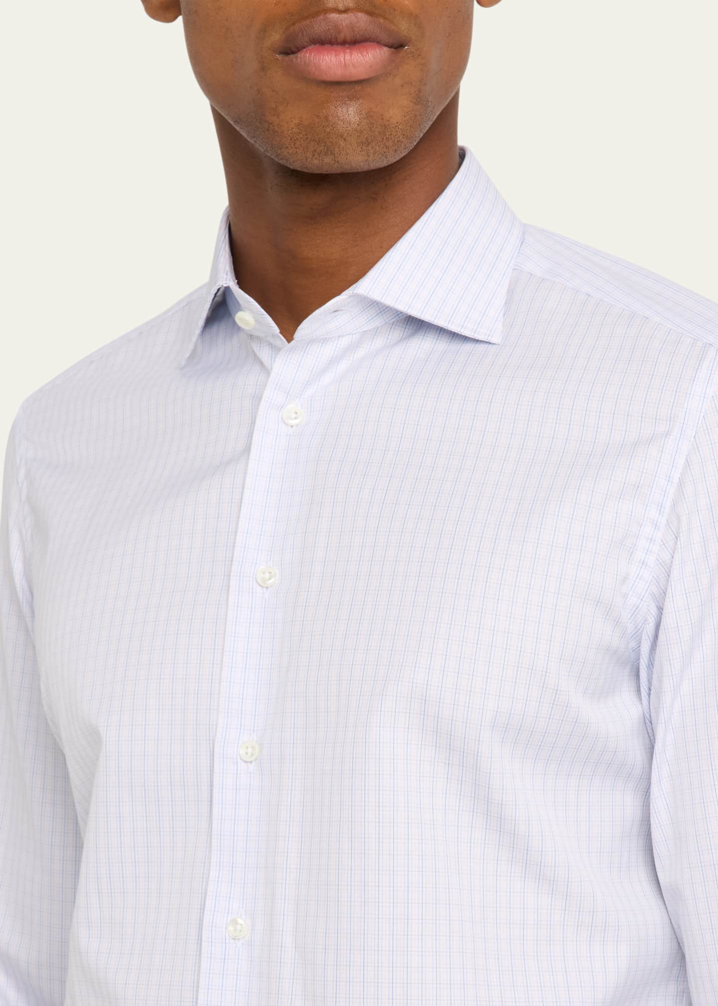 Bergdorf Goodman Men's Cotton Mini Check Dress Shirt Image 5 of 5