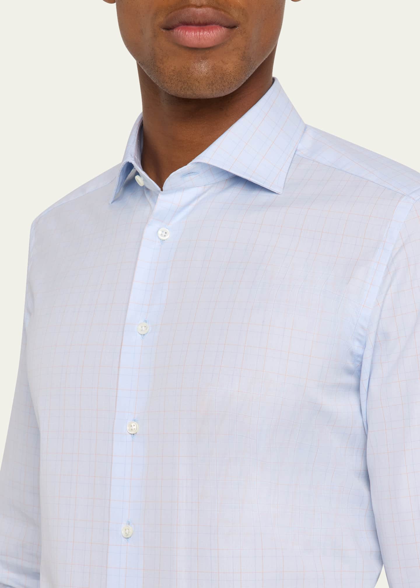 Bergdorf Goodman Men's Cotton Grid Check Dress Shirt Image 5 of 5