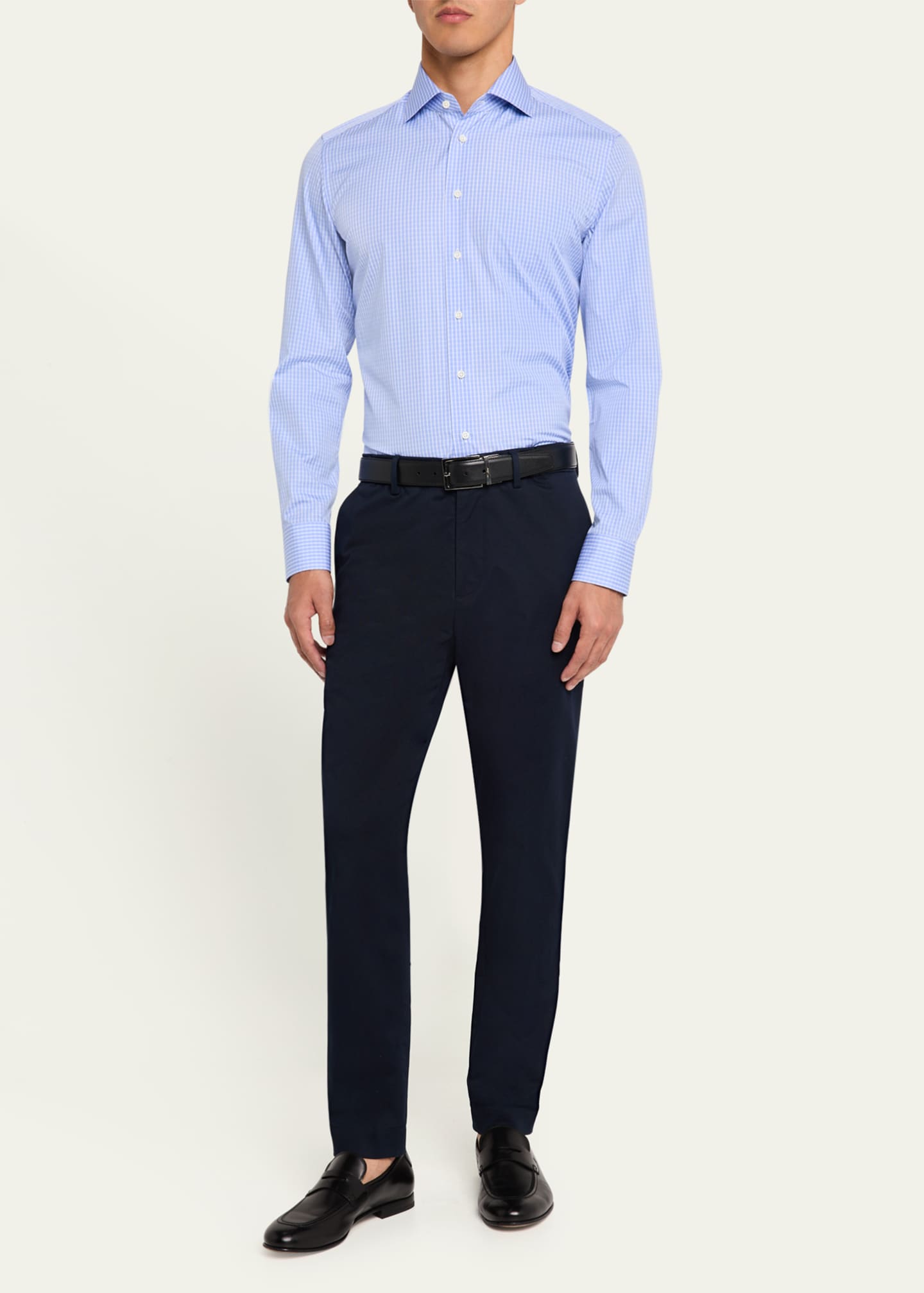 Bergdorf Goodman Men's Cotton Micro-Check Dress Shirt Image 2 of 5