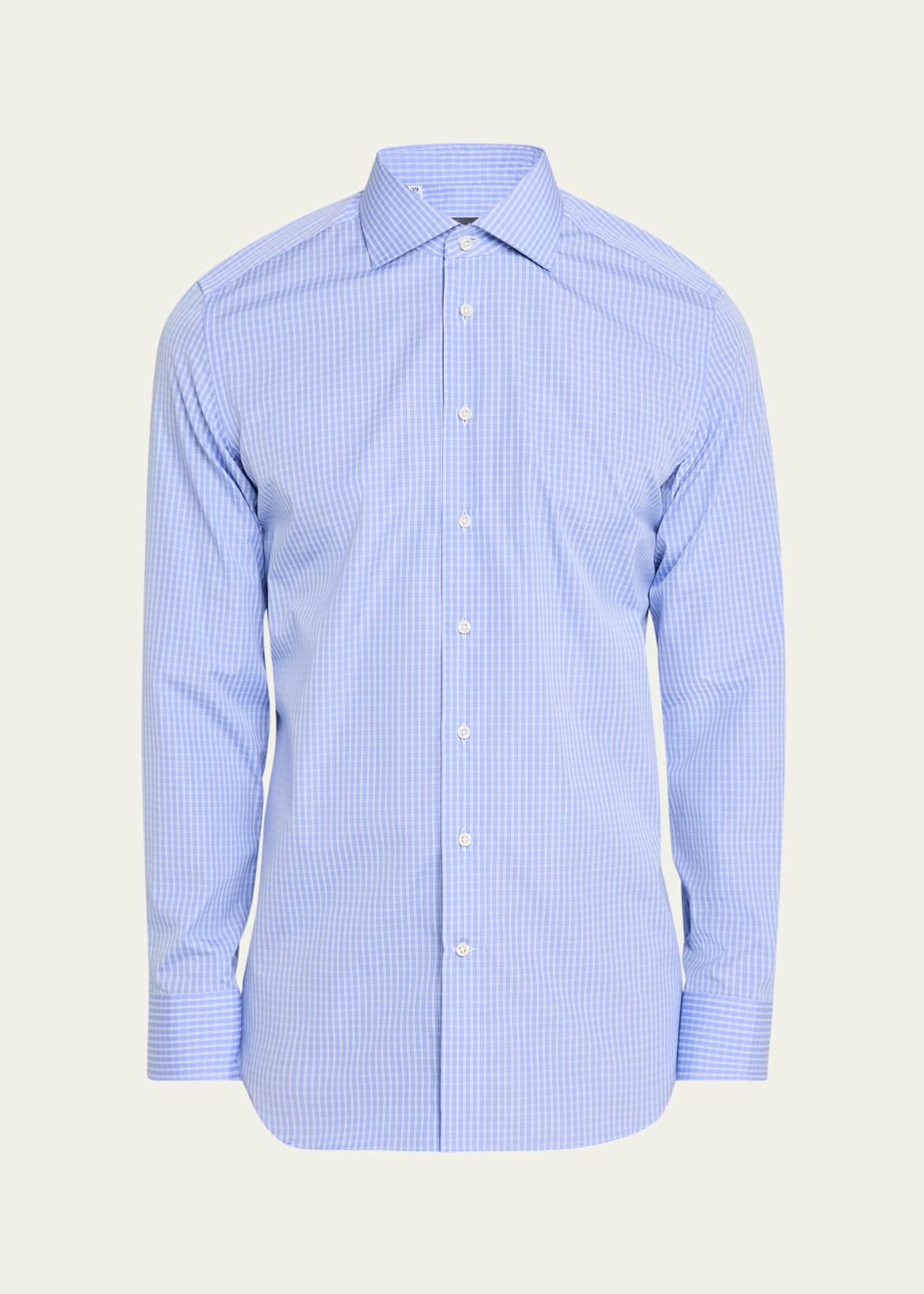 Bergdorf Goodman Men's Cotton Micro-Check Dress Shirt Image 1 of 5