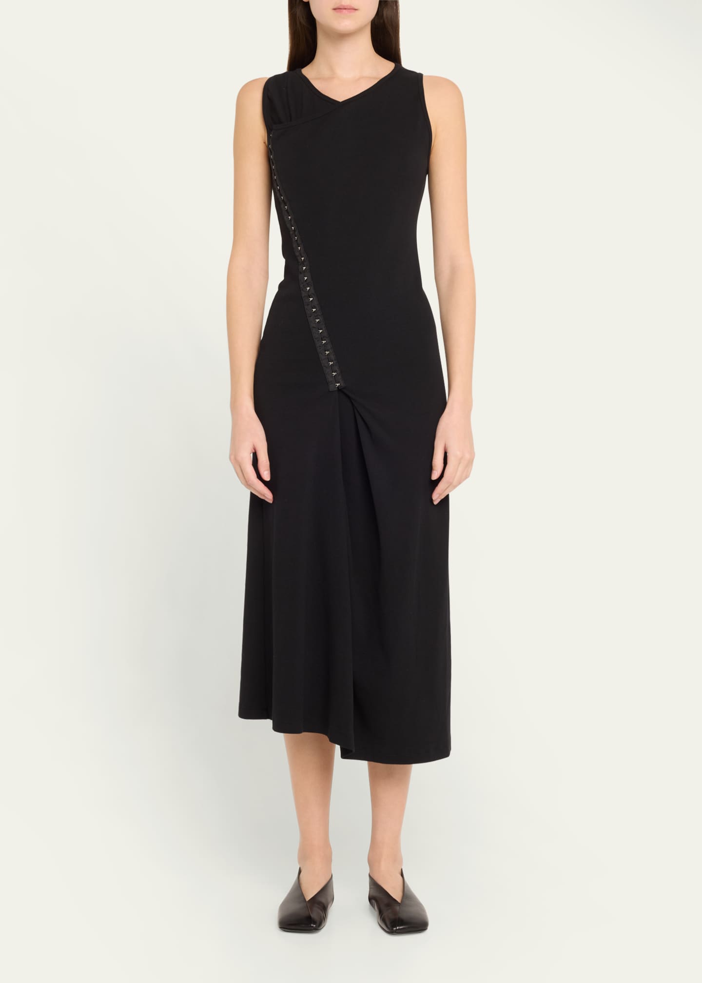 MM6 Maison Margiela Sleeveless Rib Jersey Hook Midi Dress Image 2 of 5