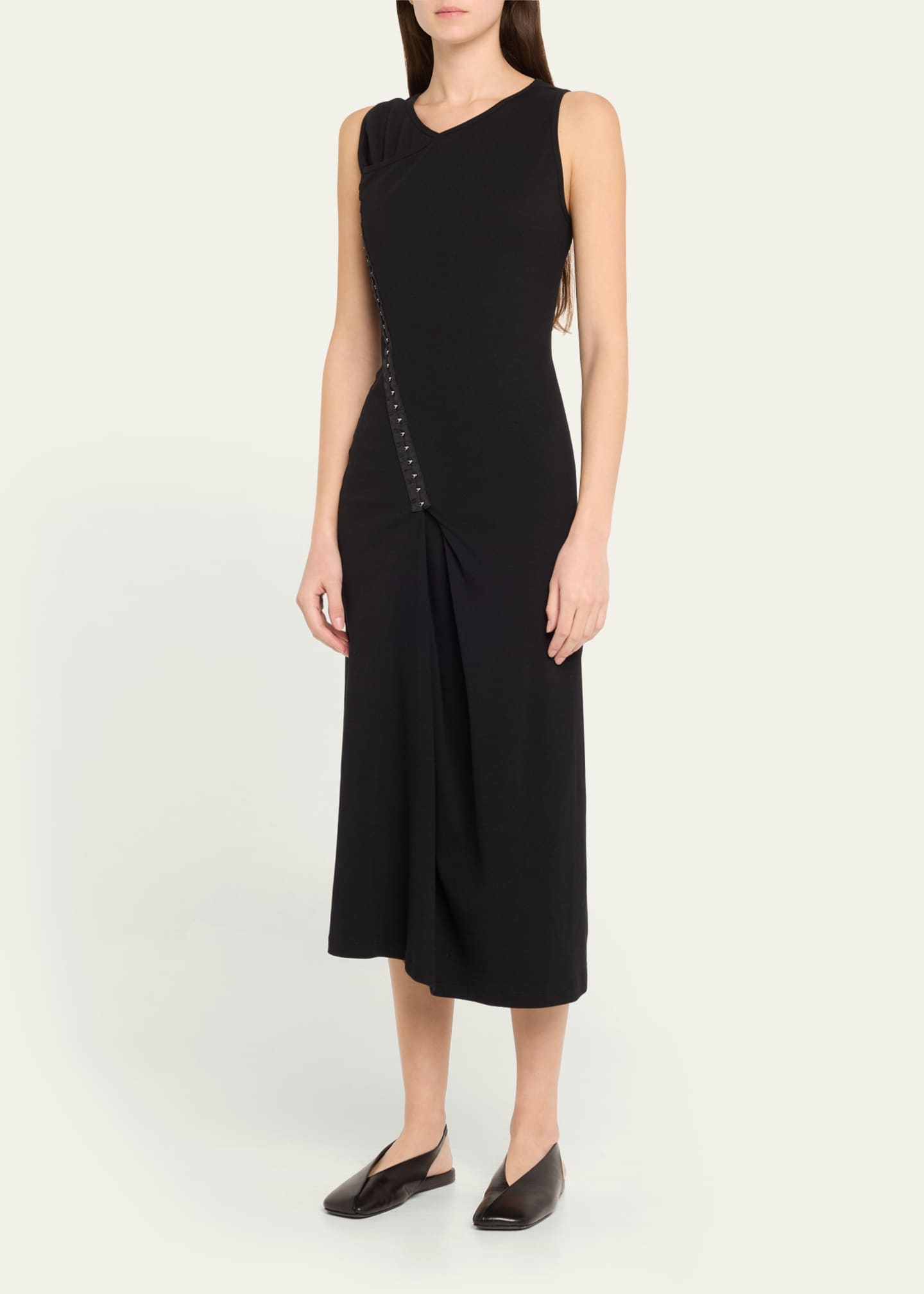 MM6 Maison Margiela Sleeveless Rib Jersey Hook Midi Dress Image 4 of 5