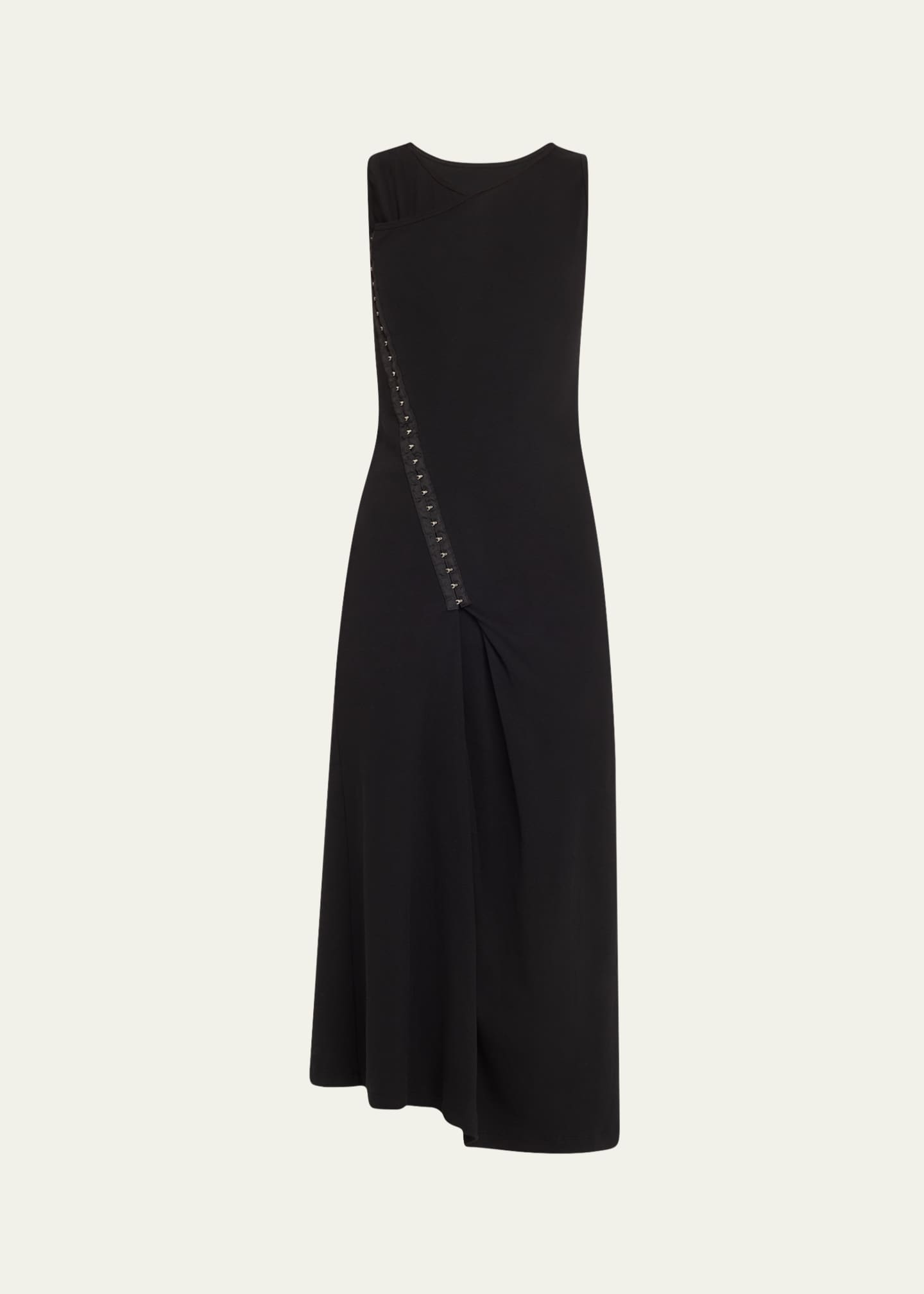 MM6 Maison Margiela Sleeveless Rib Jersey Hook Midi Dress Image 1 of 5