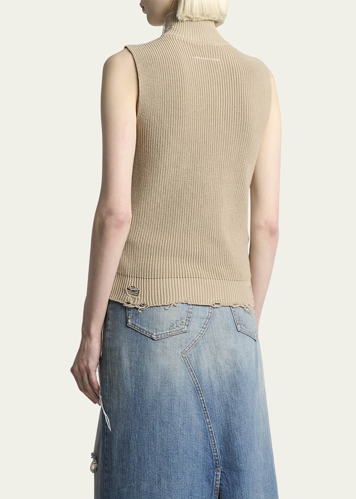MM6 Maison Margiela Gilet Sleeveless Eaten Knit Zip Sweater Image 3 of 5