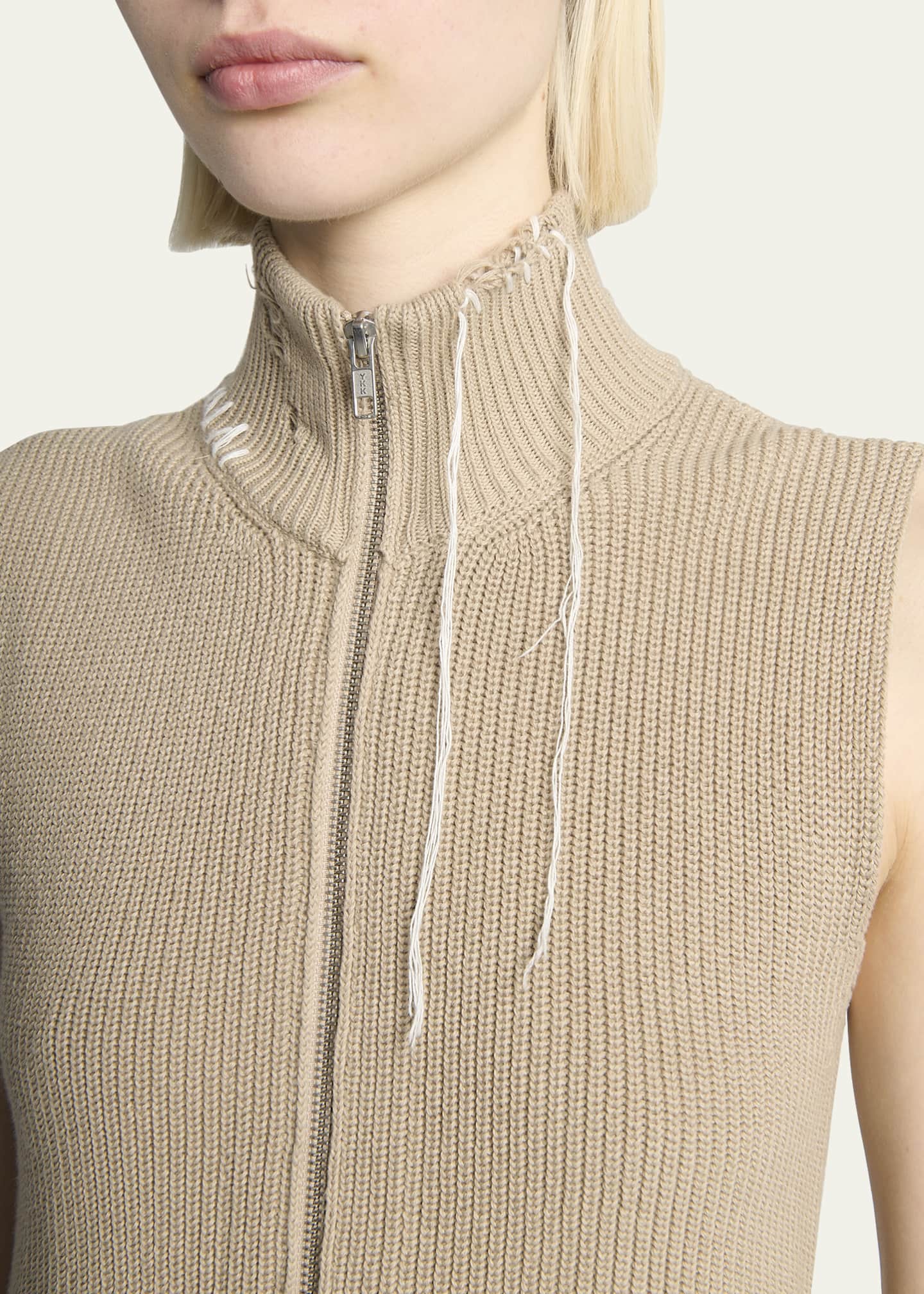 MM6 Maison Margiela Gilet Sleeveless Eaten Knit Zip Sweater Image 5 of 5