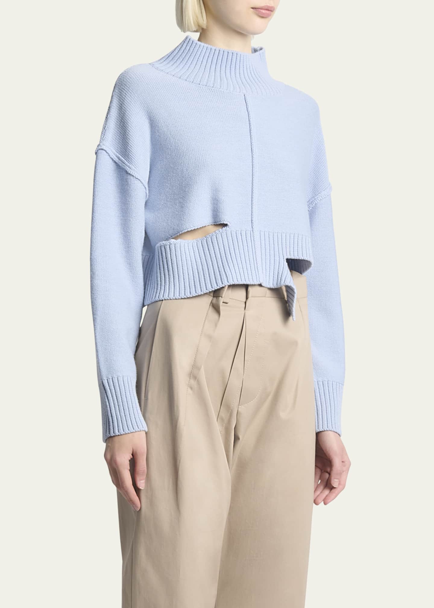 MM6 Maison Margiela Distressed Boxy Cropped Sweater Image 4 of 5