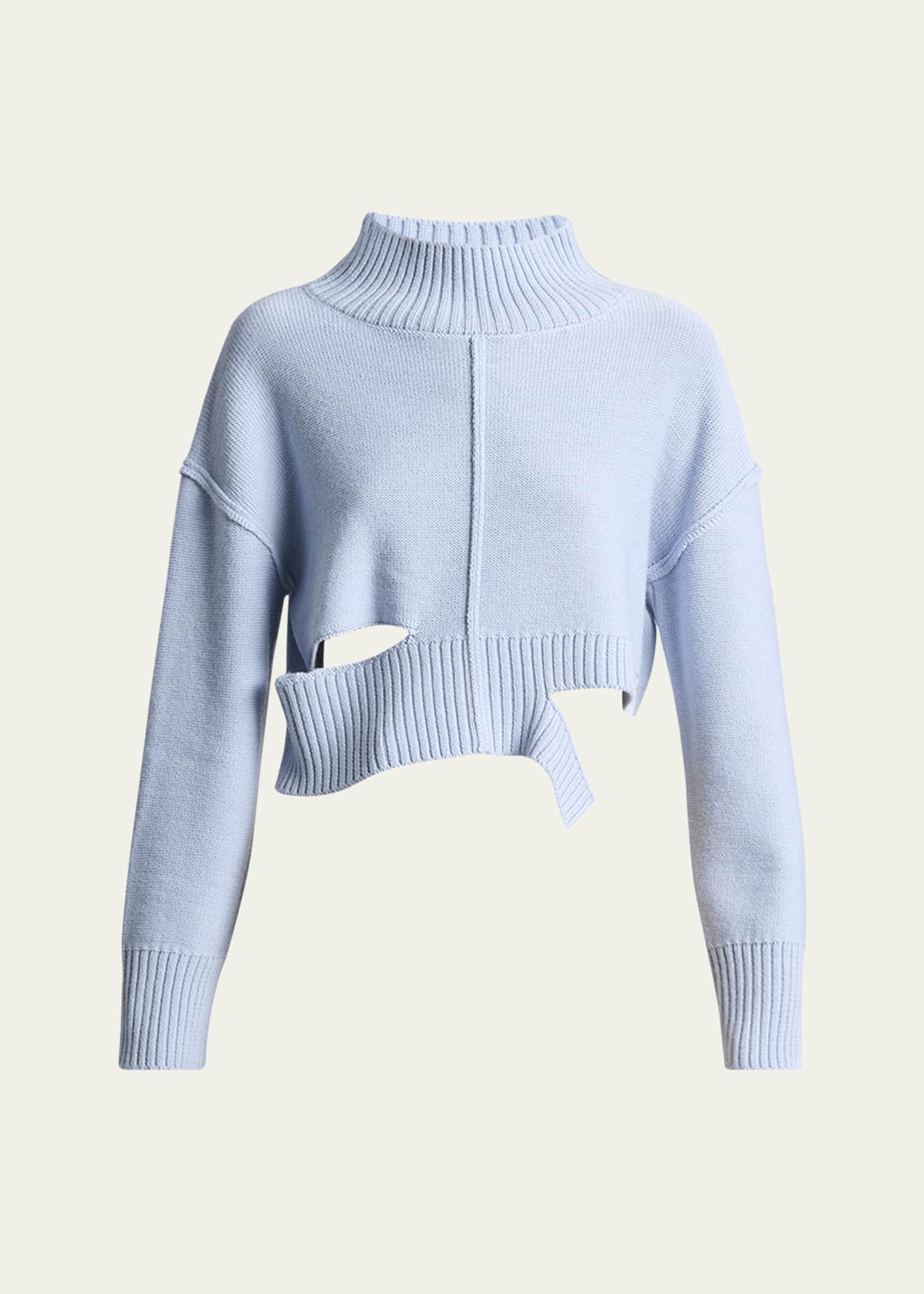 MM6 Maison Margiela Distressed Boxy Cropped Sweater Image 1 of 5