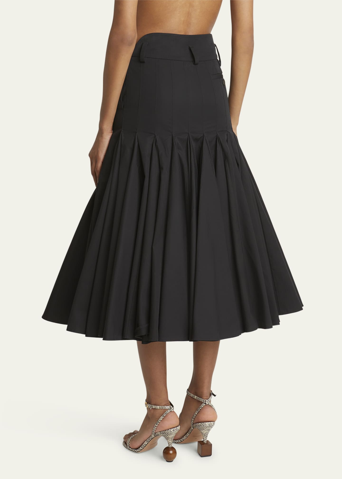 Jacquemus Agave Drop-Waist Pleated Flare Midi Skirt Image 3 of 5