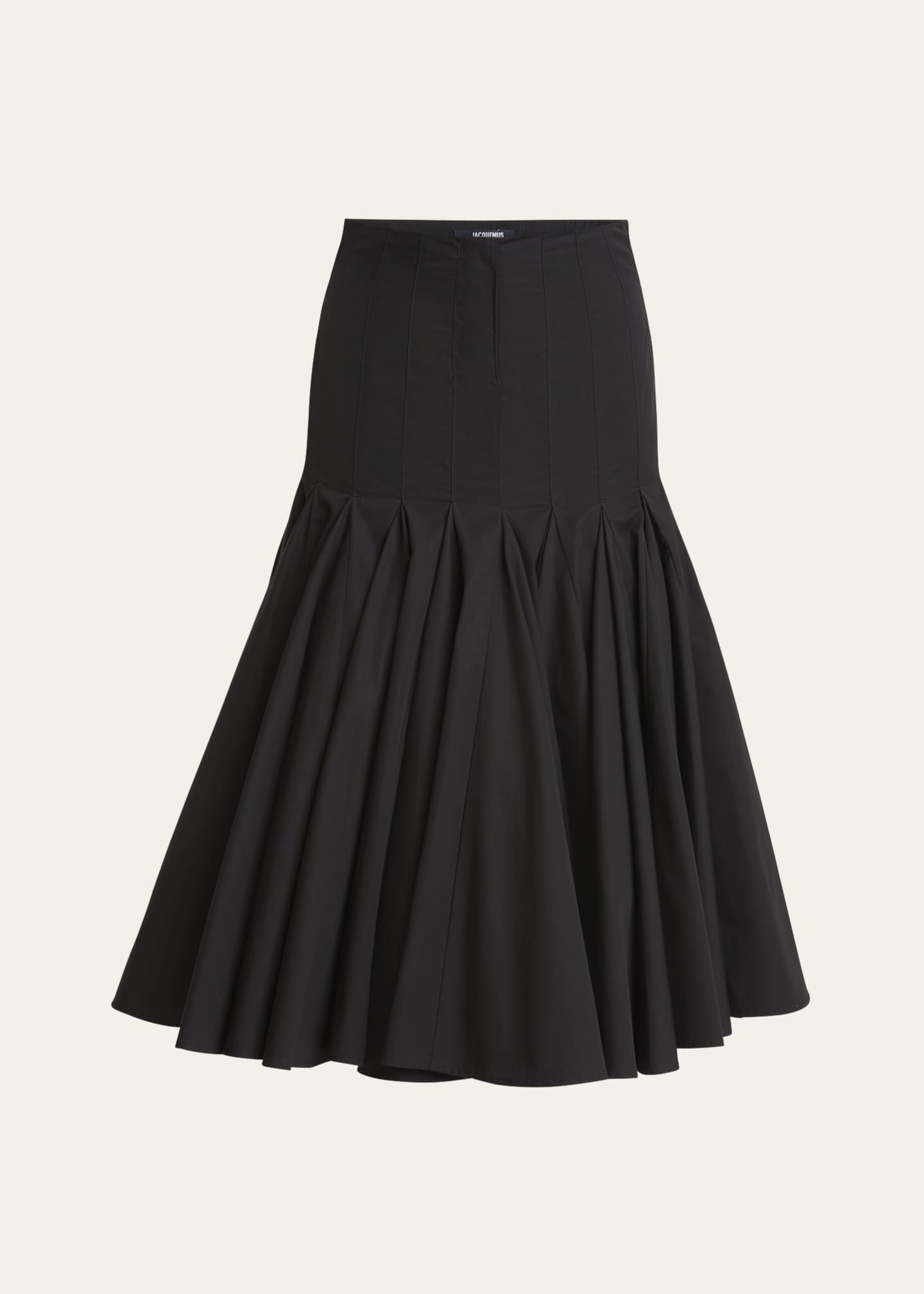 Jacquemus Agave Drop-Waist Pleated Flare Midi Skirt Image 1 of 5