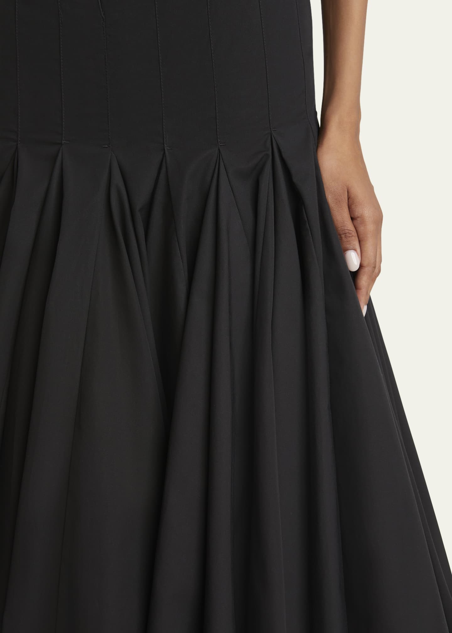 Jacquemus Agave Drop-Waist Pleated Flare Midi Skirt Image 5 of 5