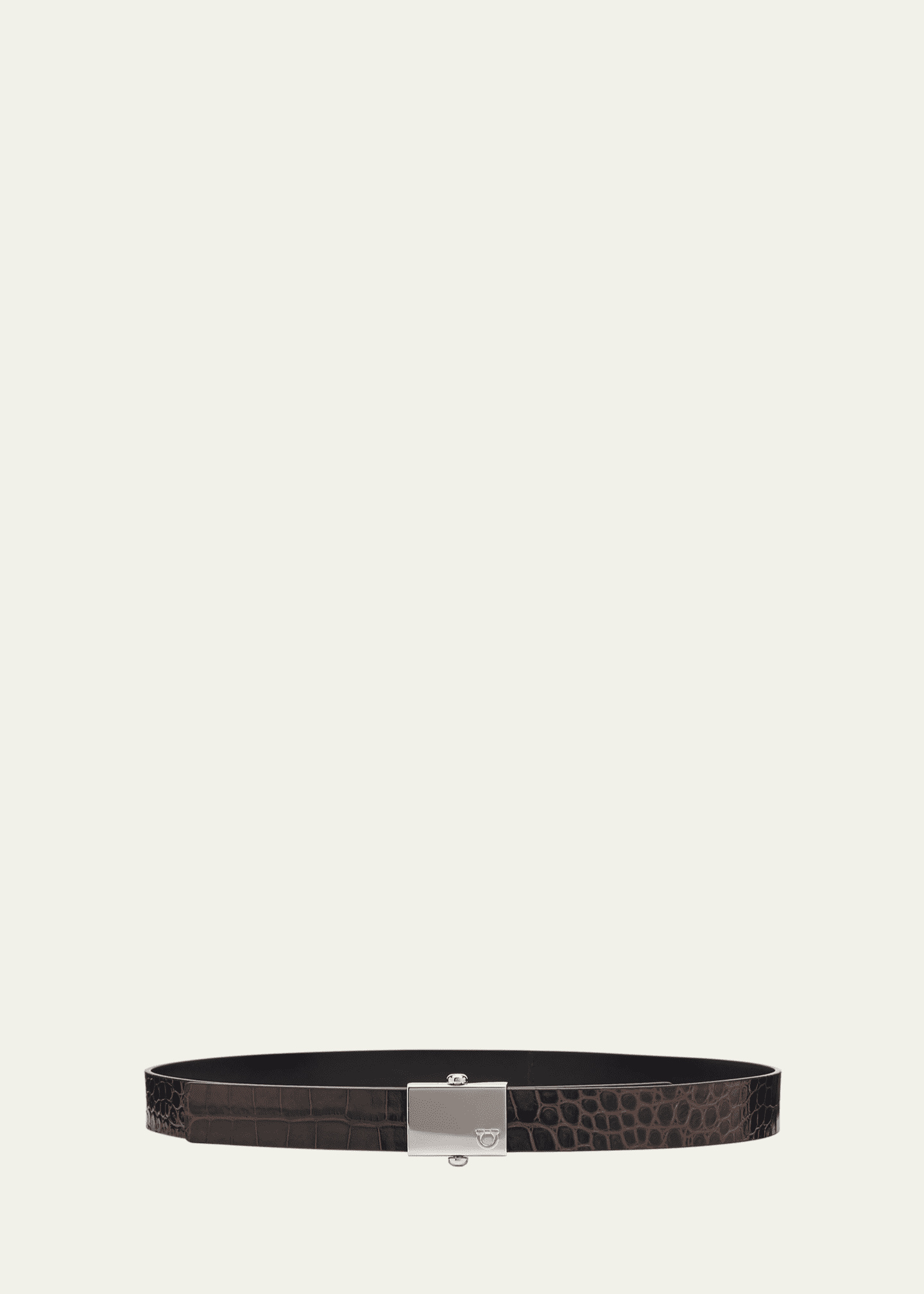 Ferragamo Men's Alligator-Effect Reversible Leather Belt Image 1 of 2