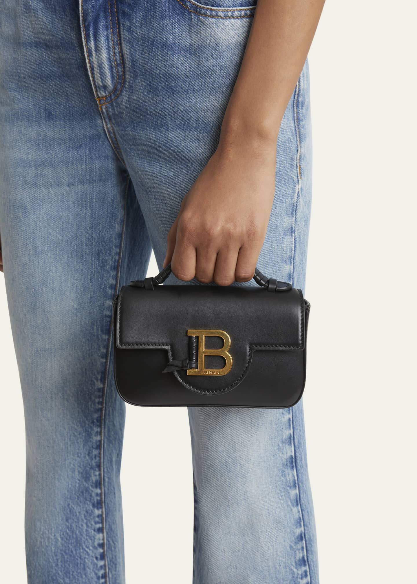 Balmain BBuzz 17 Mini Top-Handle Bag in Calfskin Image 2 of 5